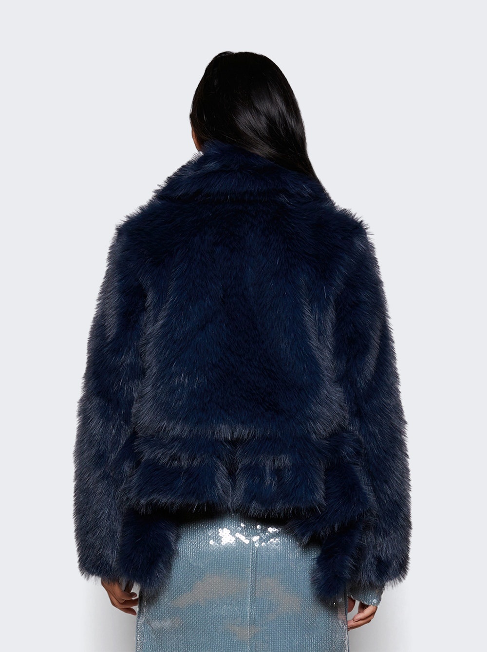 Faux Fur Jacket Navy - 5