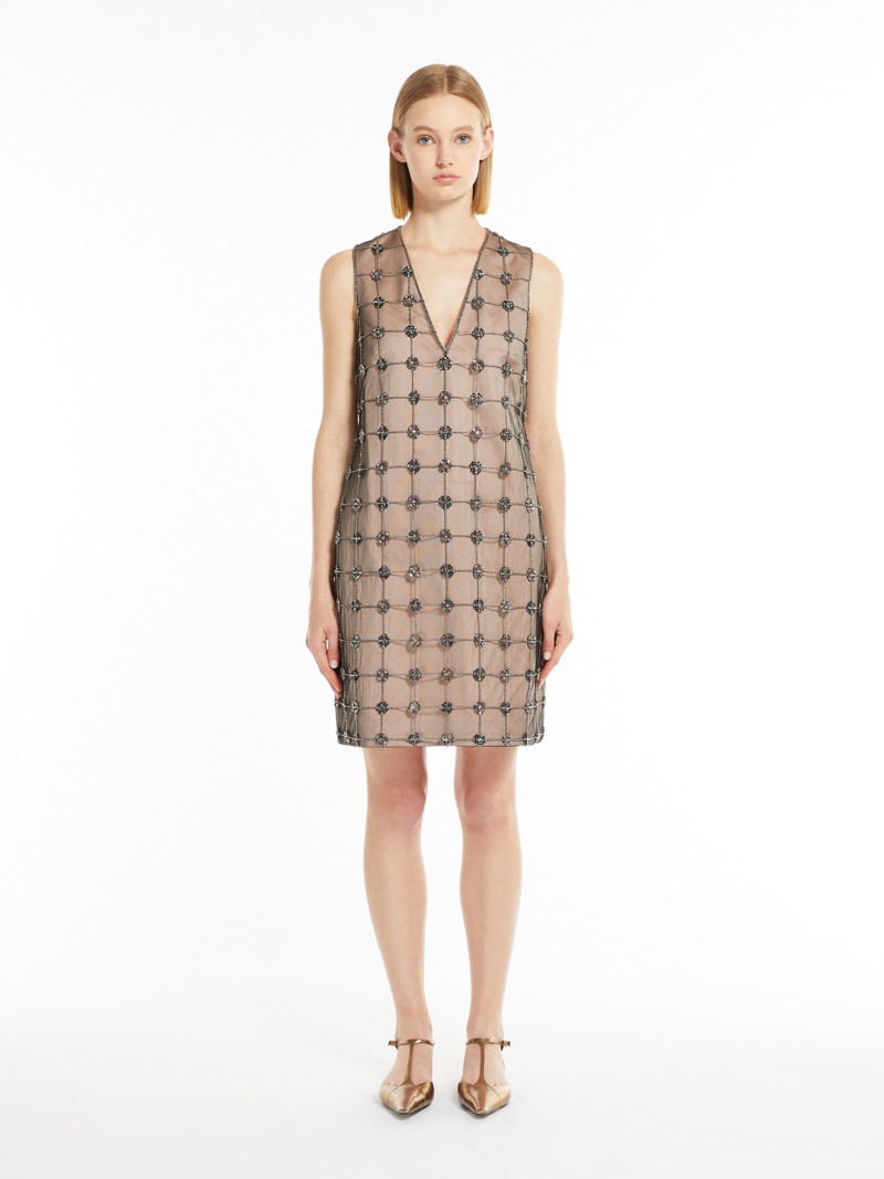 ACINO Embroidered duchess satin mini dress 3