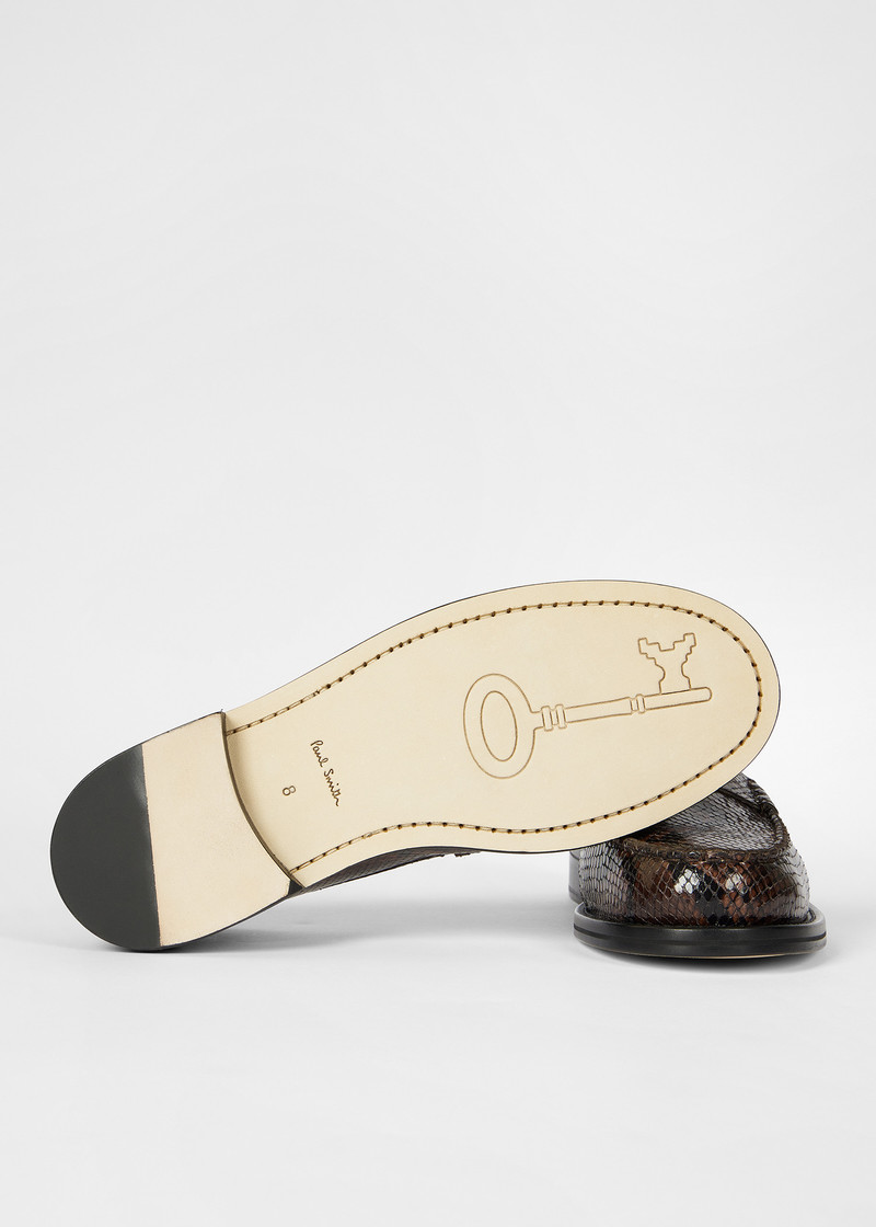 Paul Smith Dark Brown 'Rialto' Snake Effect Loafers outlook