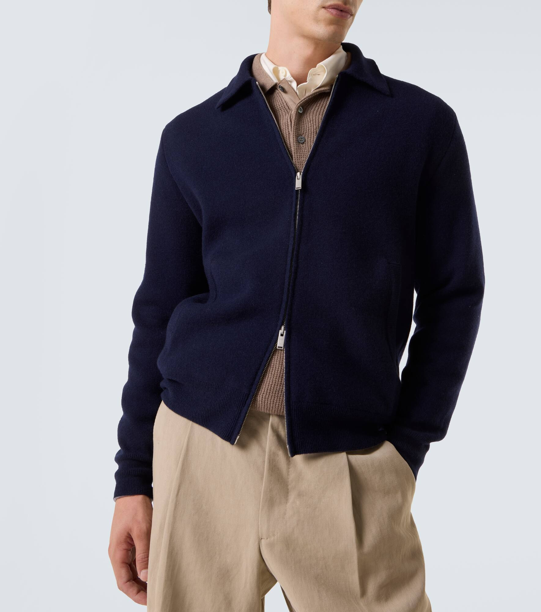 Wool-blend zip-up cardigan - 5