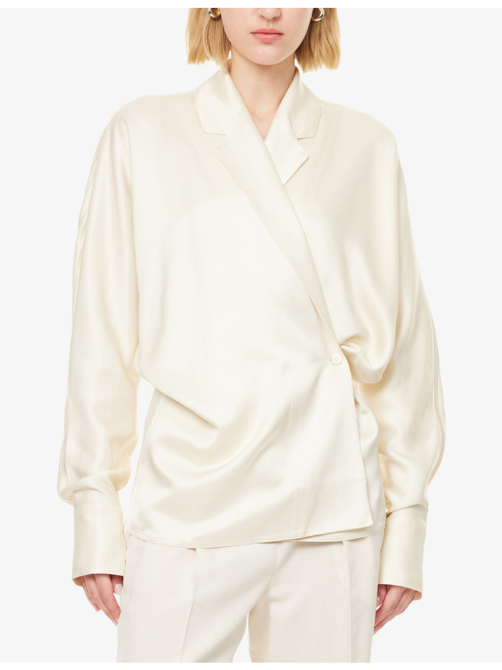 Wrap Notch-Lapels Woven Blouse - 3
