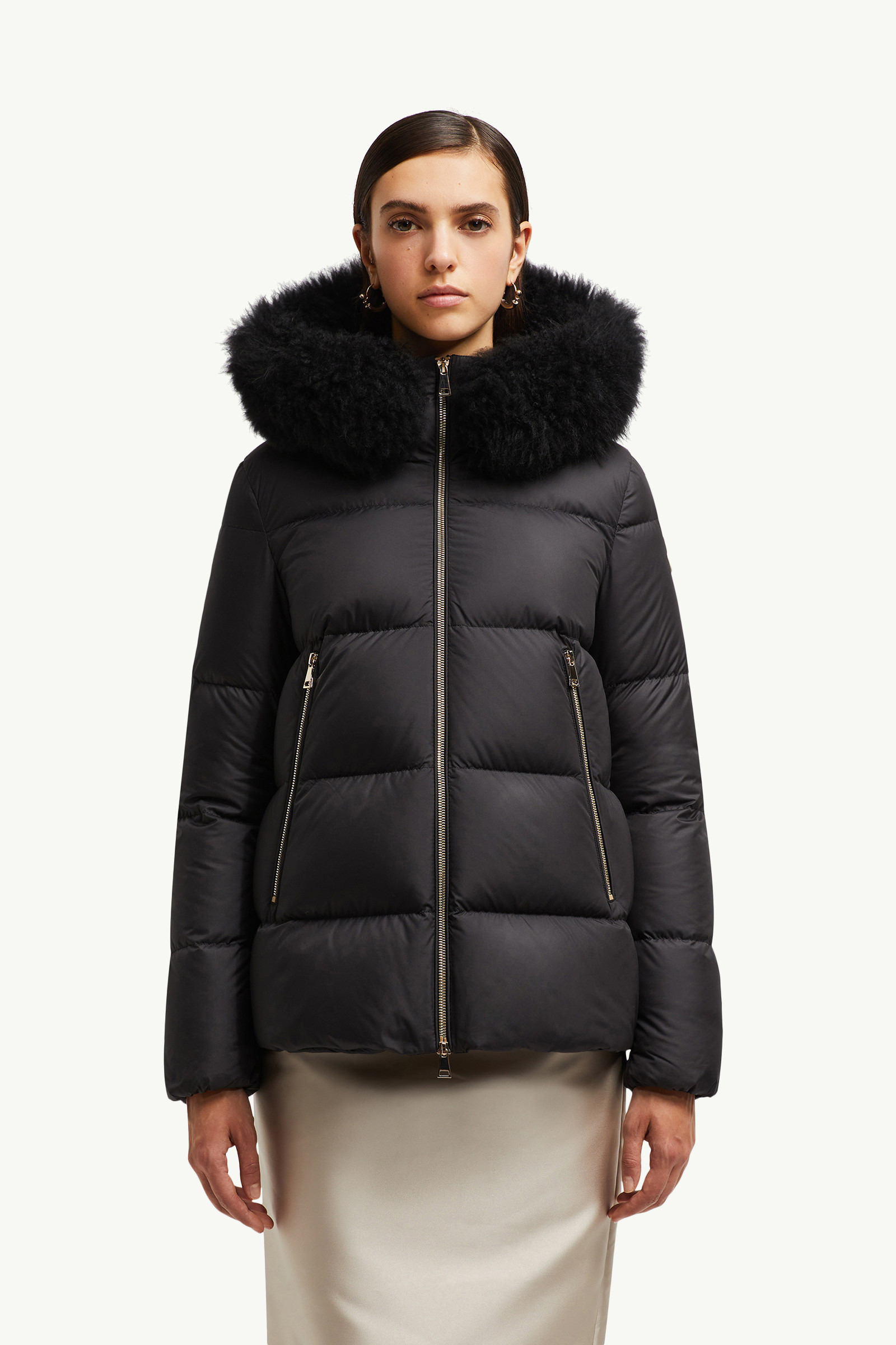 Laichefur Hooded Shearling-Trimmed Short Down Jacket - 3