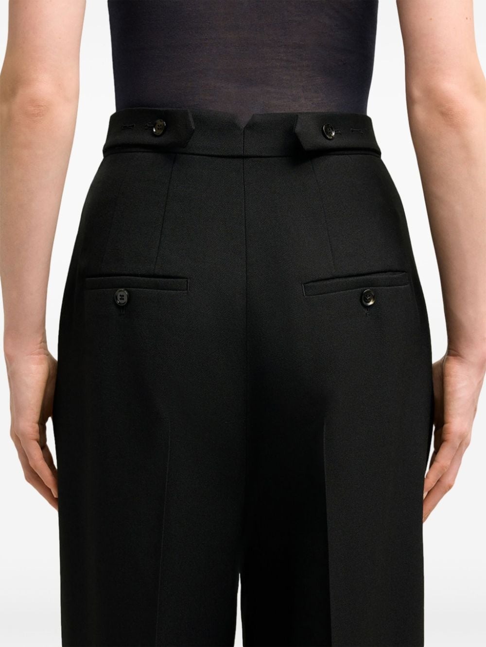 wide-leg wool trousers - 6