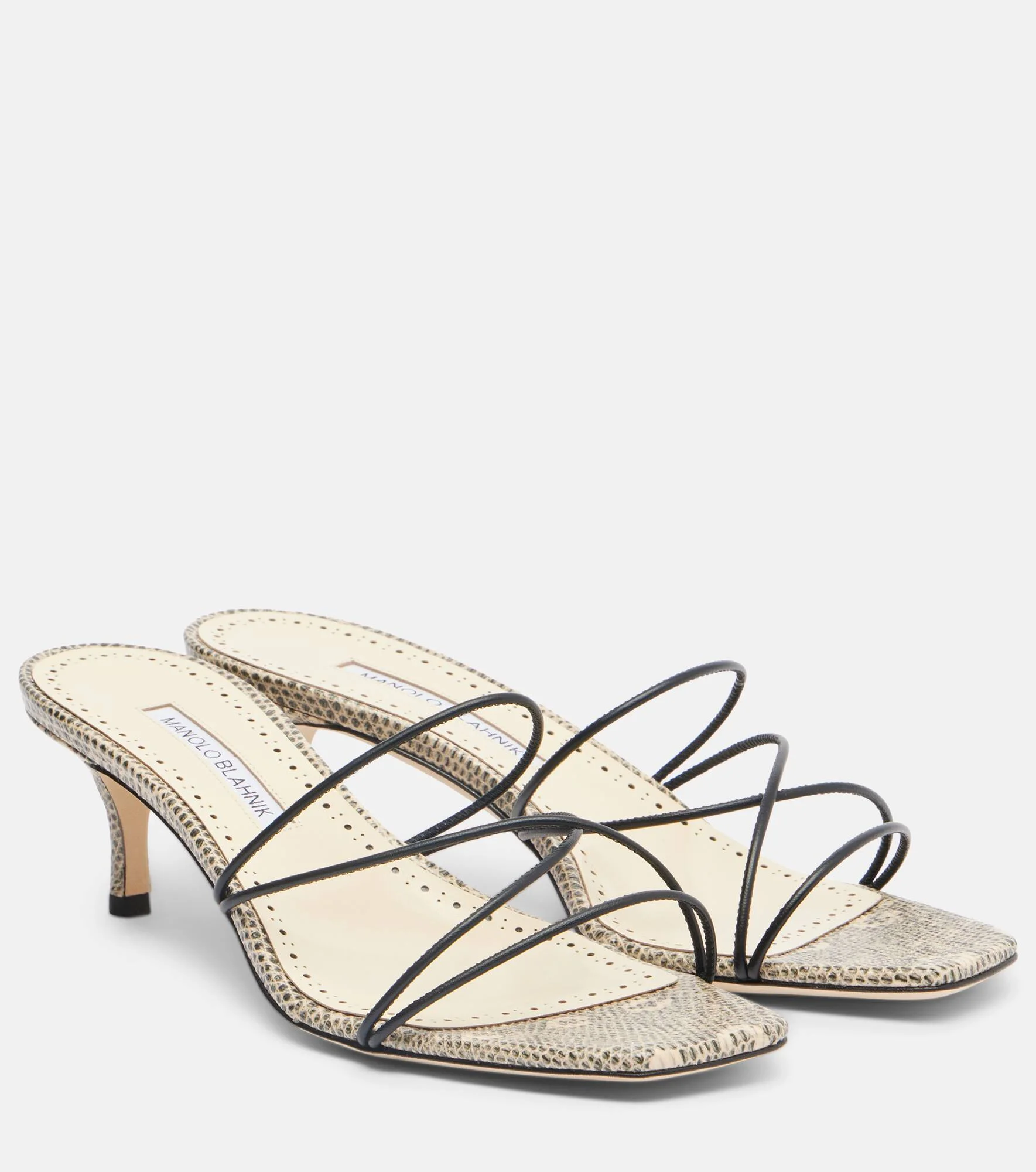 Ninfe 50 snake-effect leather mules - 1