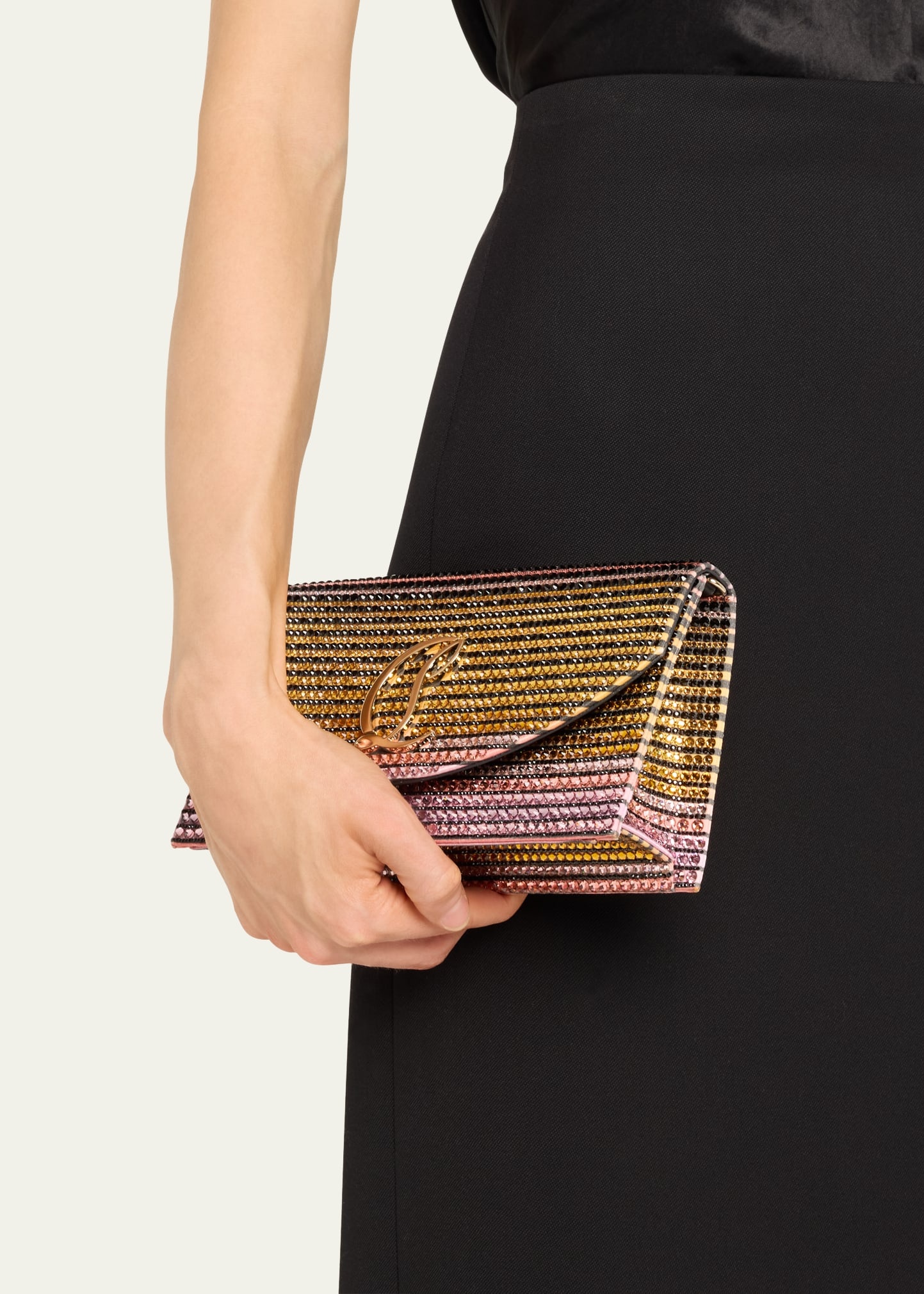 Loubi54 Wallet on Chain in Strass Crepe Satin - 2
