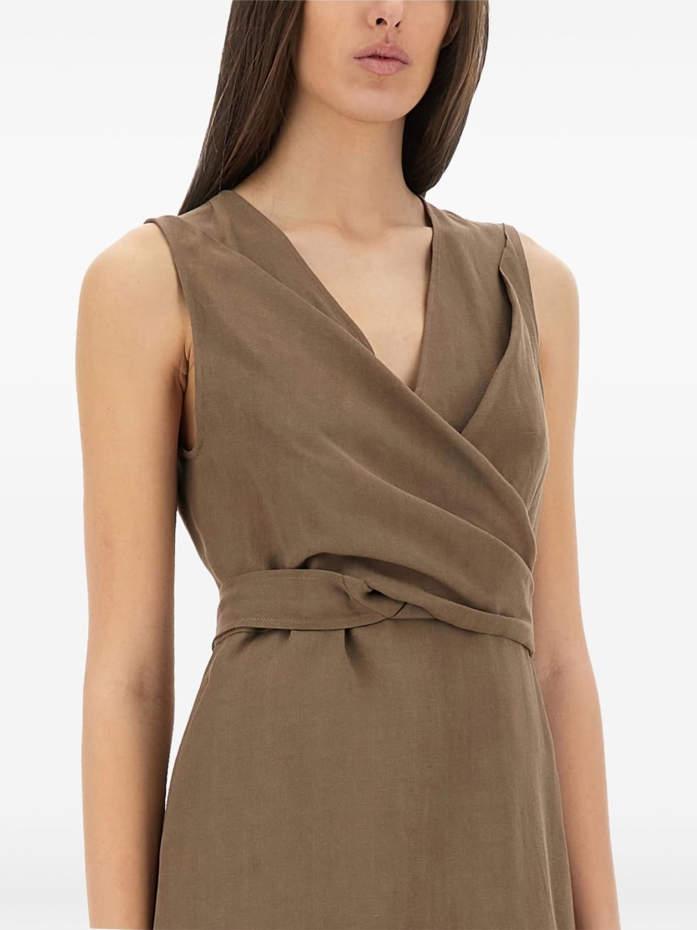 wrap-effect sleeveless dress - 3