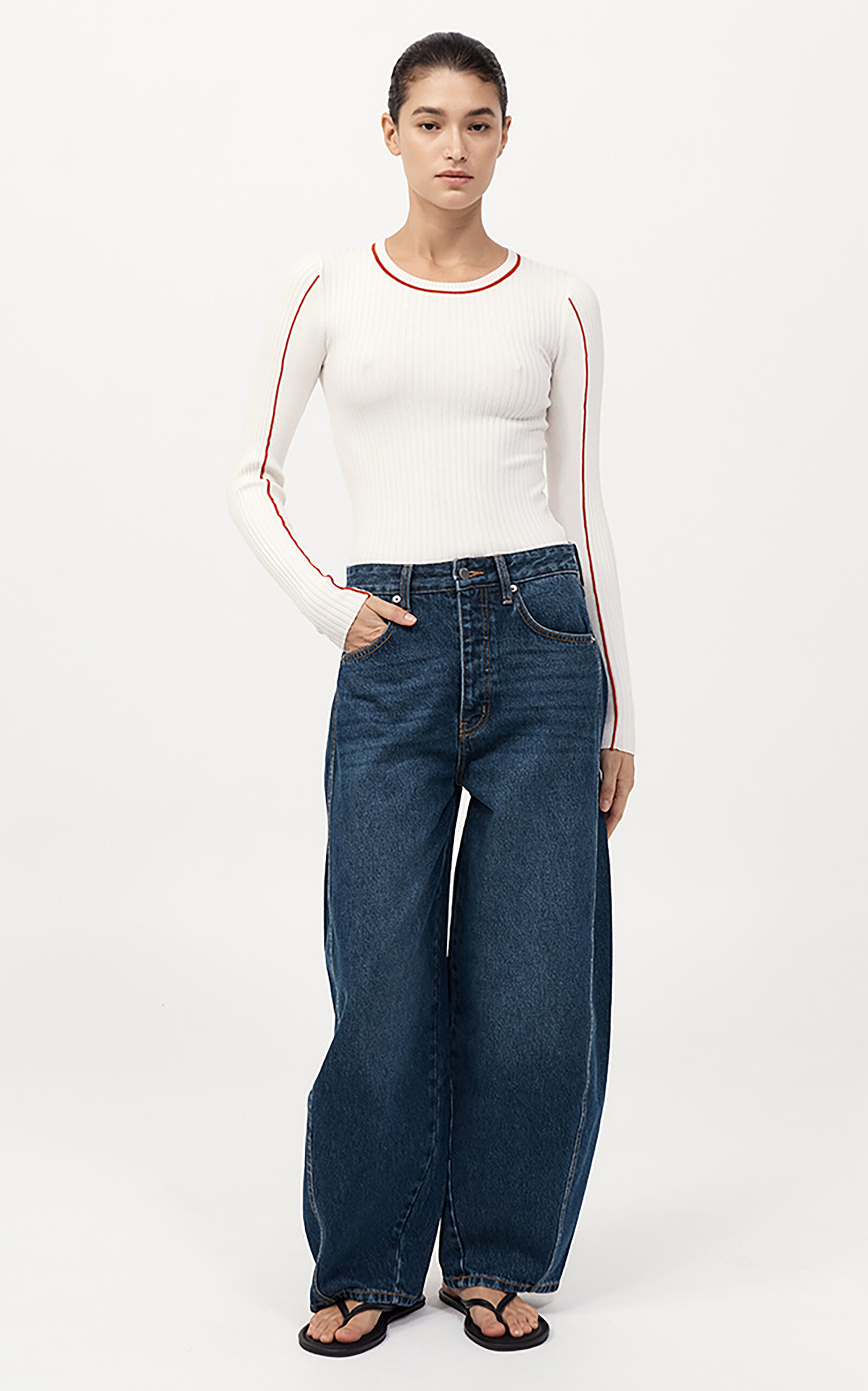 Fine Line Long-Sleeve Top off-white - 2