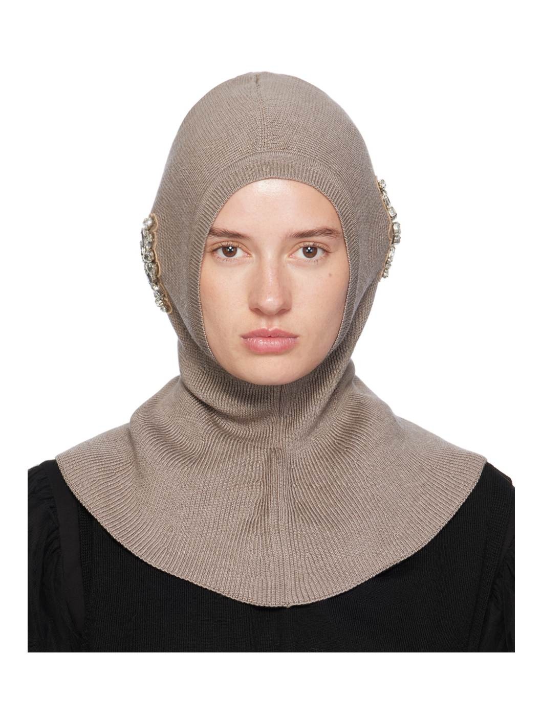 Gray Embellished Pointed Balaclava - 1