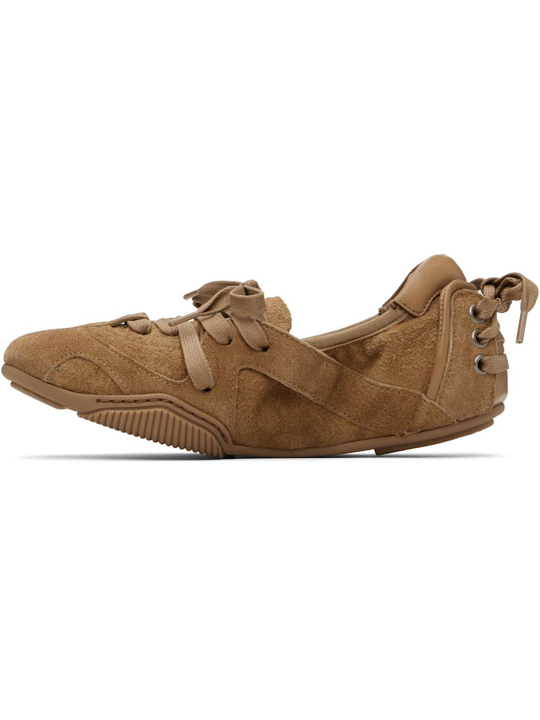 Brown Lace-Up Leather Sneakers - 3