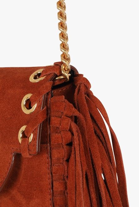 Balmain x Netflix -Fringed terracotta suede mini card holder - 8