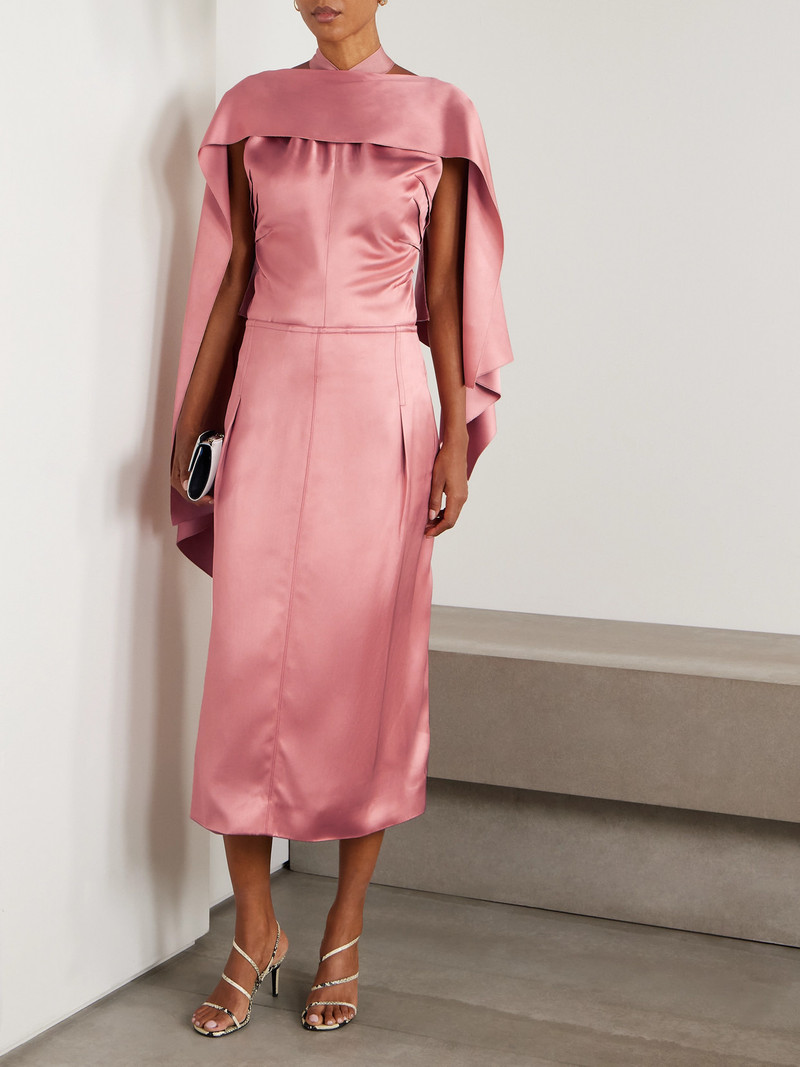 Lanvin Pleated Satin Midi Skirt outlook