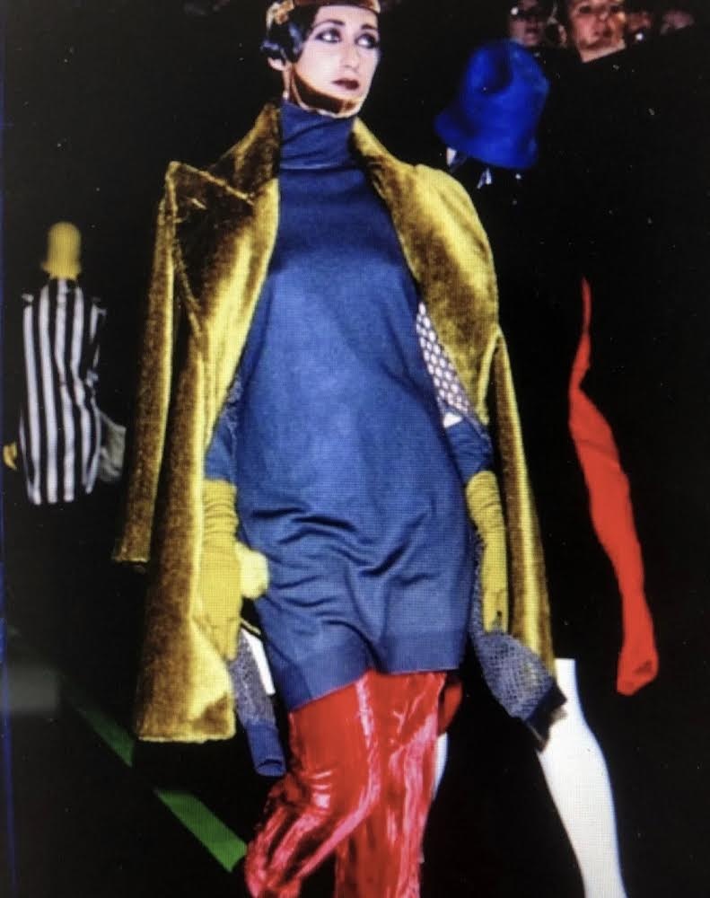 Jean Paul Gaultier 80s Lightening Blue Faux Fur Coat - 4
