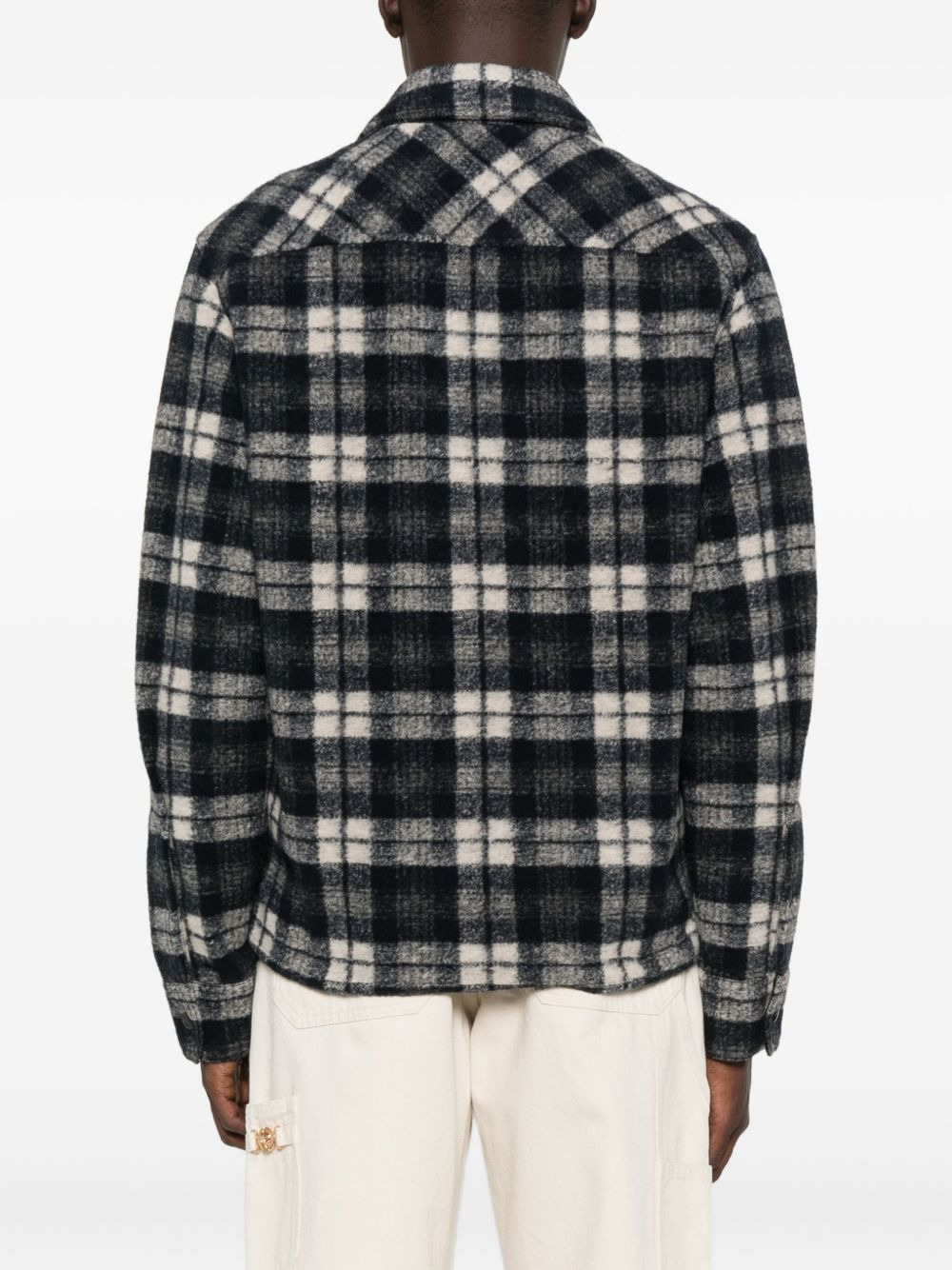 checked zip-up jacket - 4