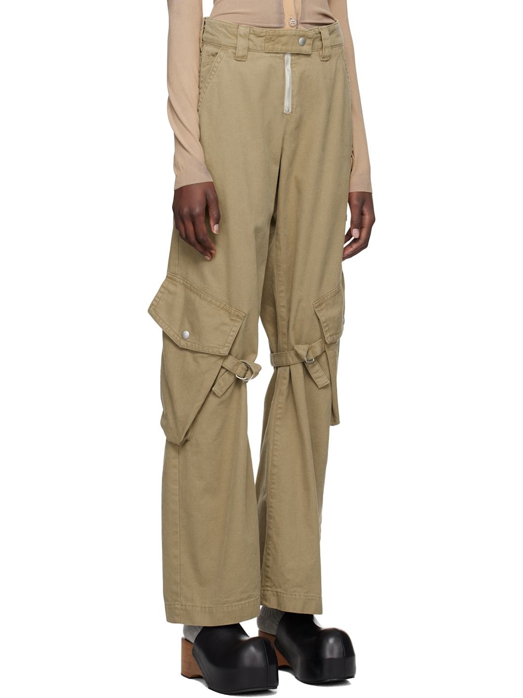 Khaki Cargo Pocket Trousers - 2