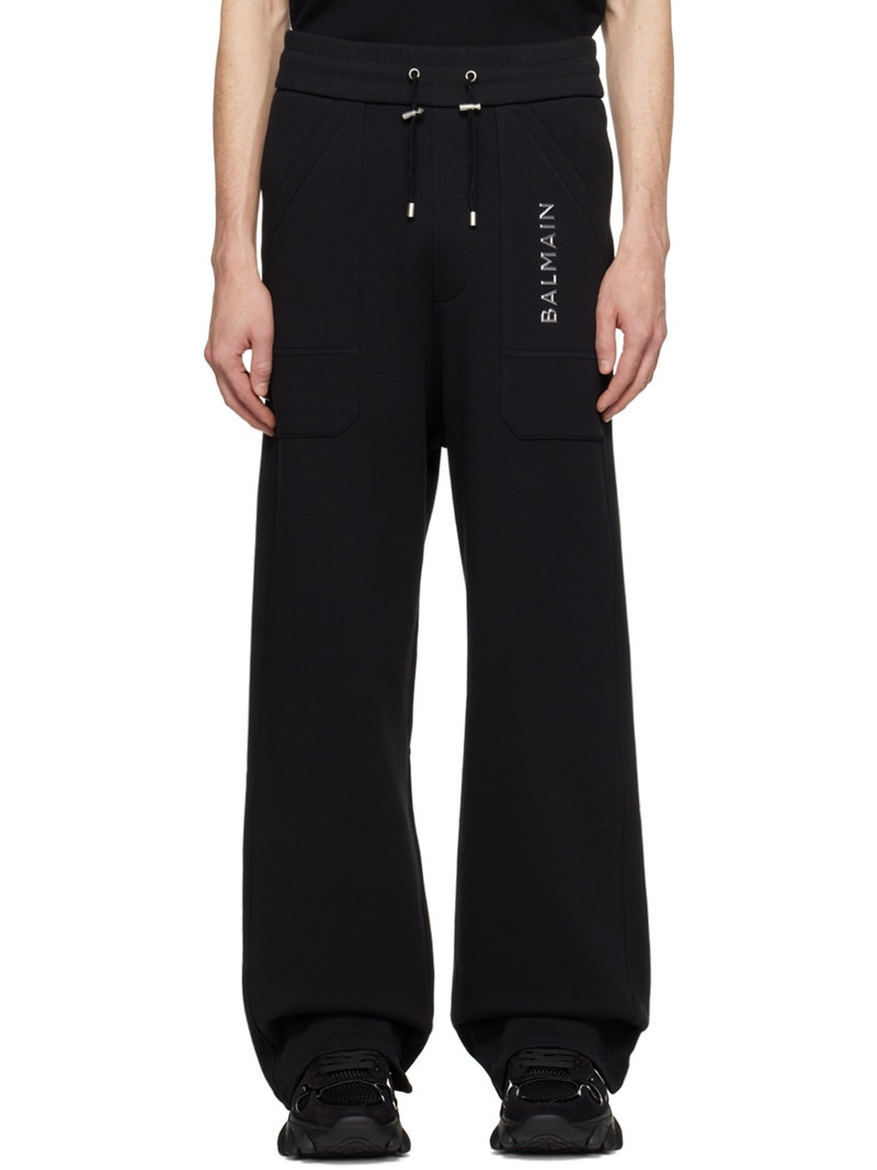 Black Plaque Sweatpants - 1