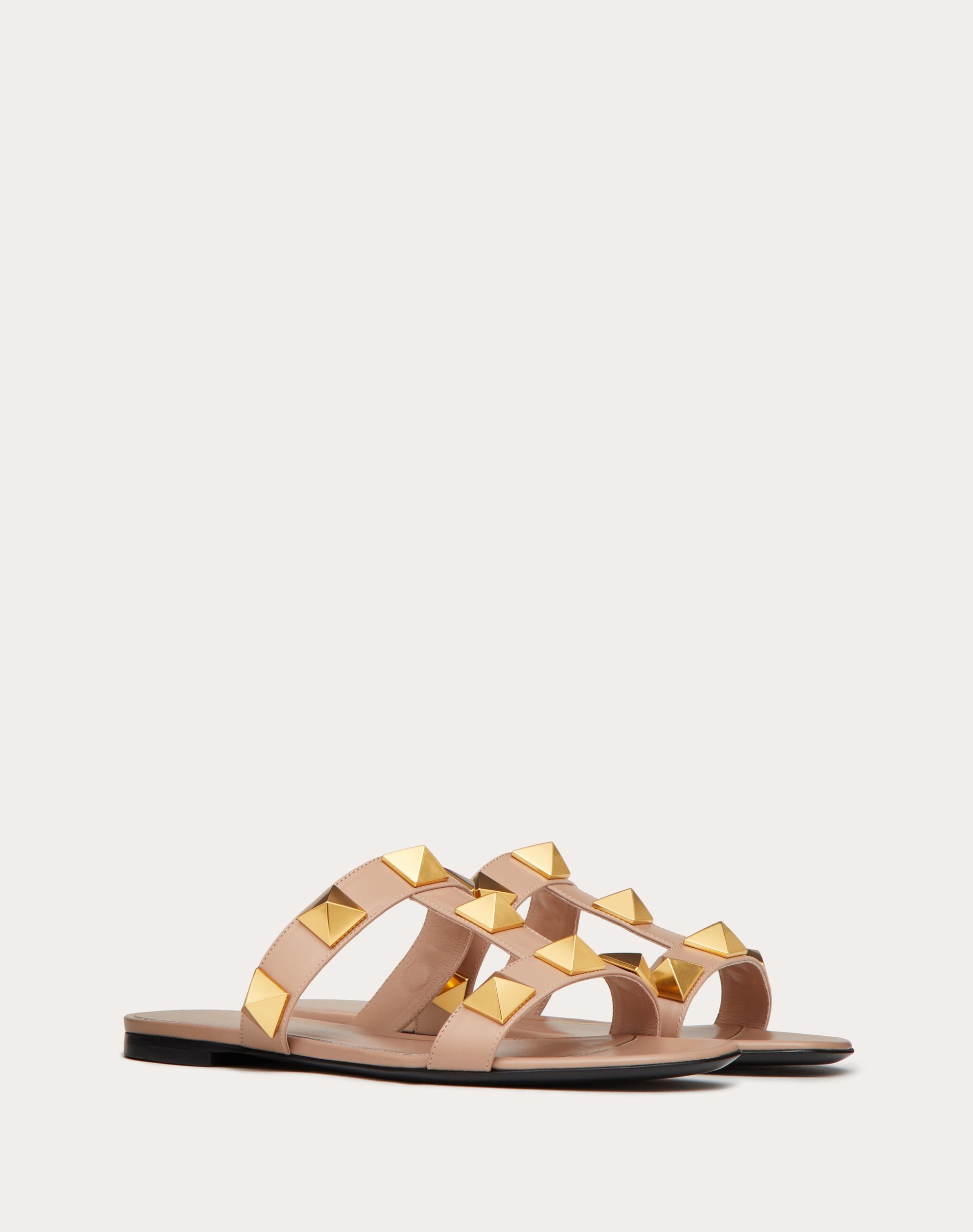 FLAT ROMAN STUD CALFSKIN SLIDE SANDAL - 2