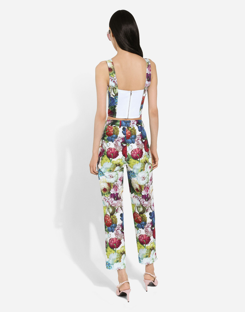 Cotton pants with nocturnal flower print 3