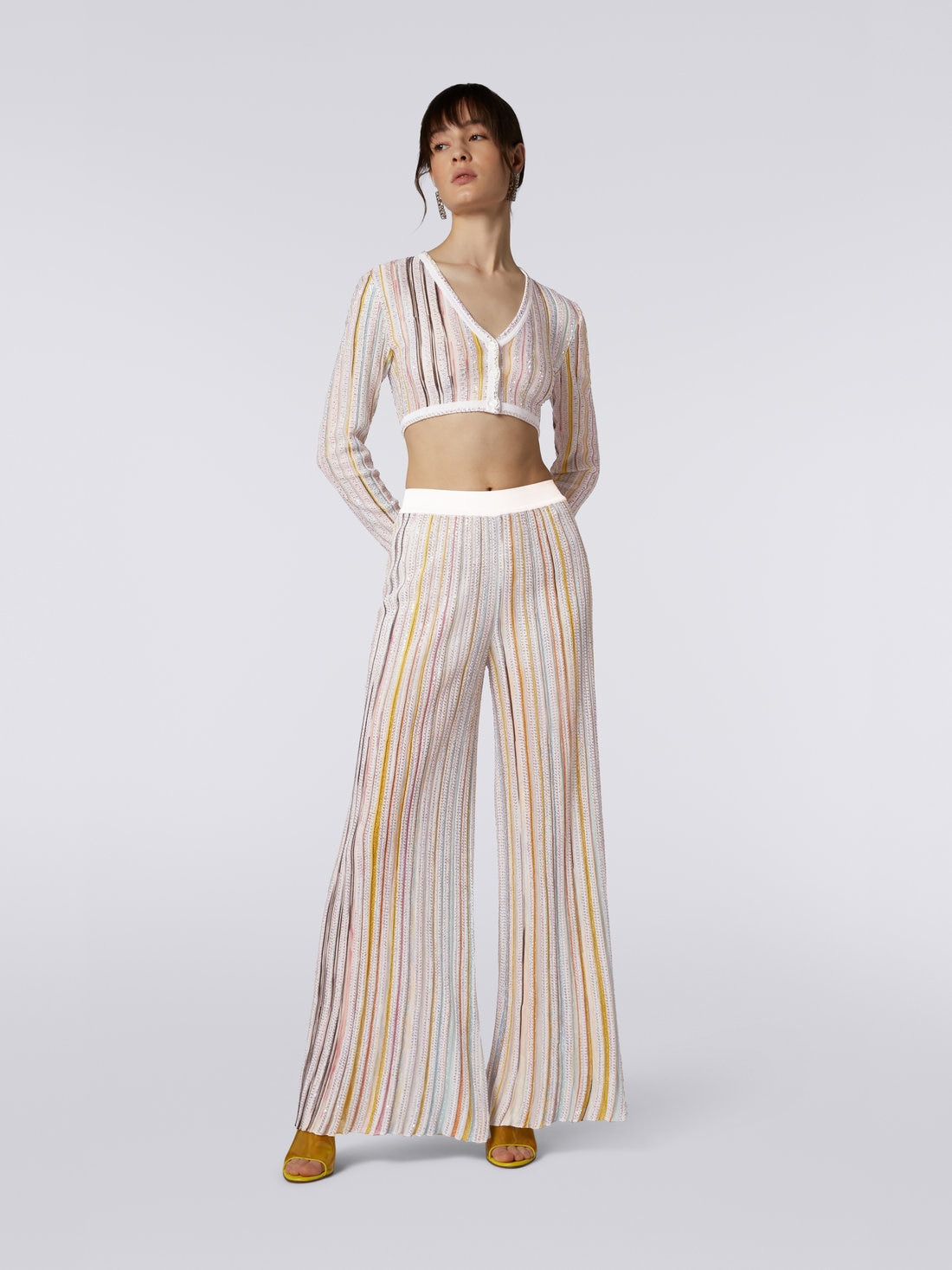 Striped palazzo trousers with sequins - 2