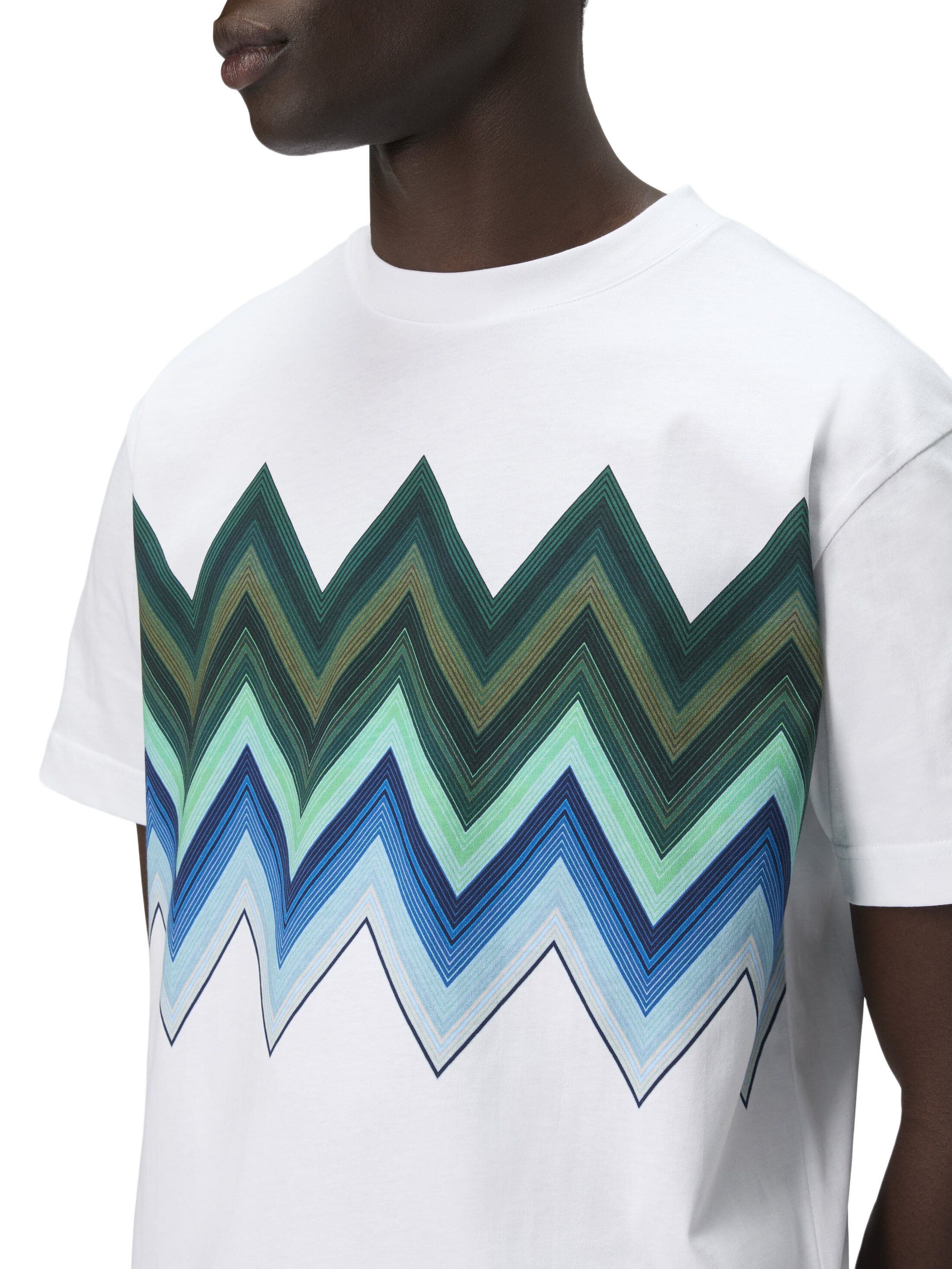 Missoni Cotton Crewneck T-shirt With Macro Zigzag Print in Blue & Green at Nordstrom - 4