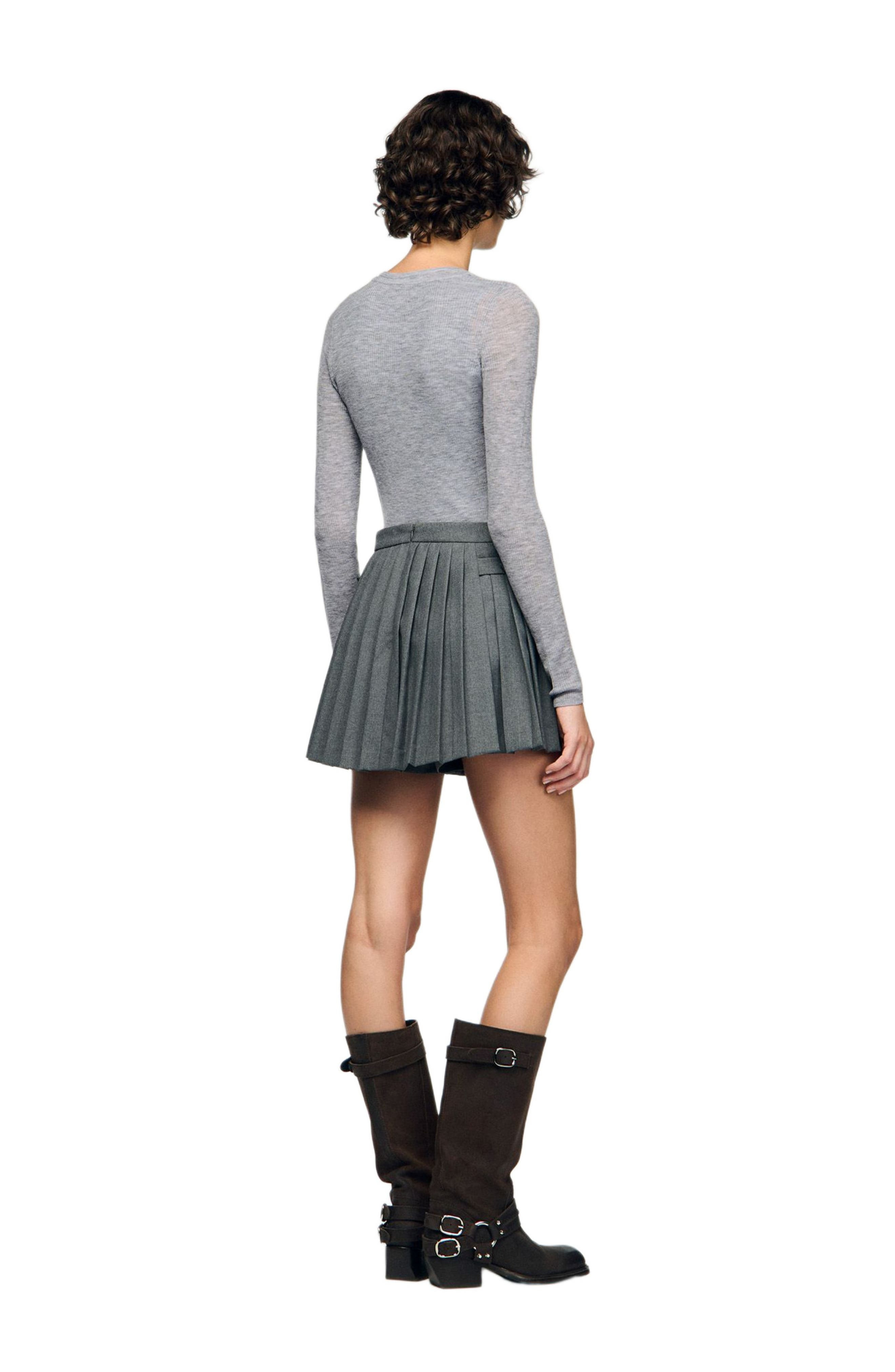 SANDRO Buckle accent pleated skort in Grey at Nordstrom - 3