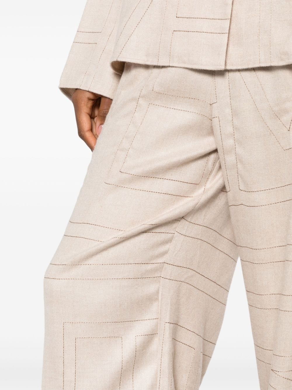 stich-embellished tapered trousers - 5