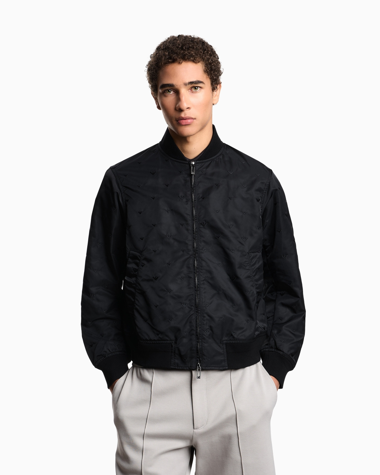 NYLON BLOUSON WITH ALL-OVER MICRO EAGLE EMBROIDERY - 4