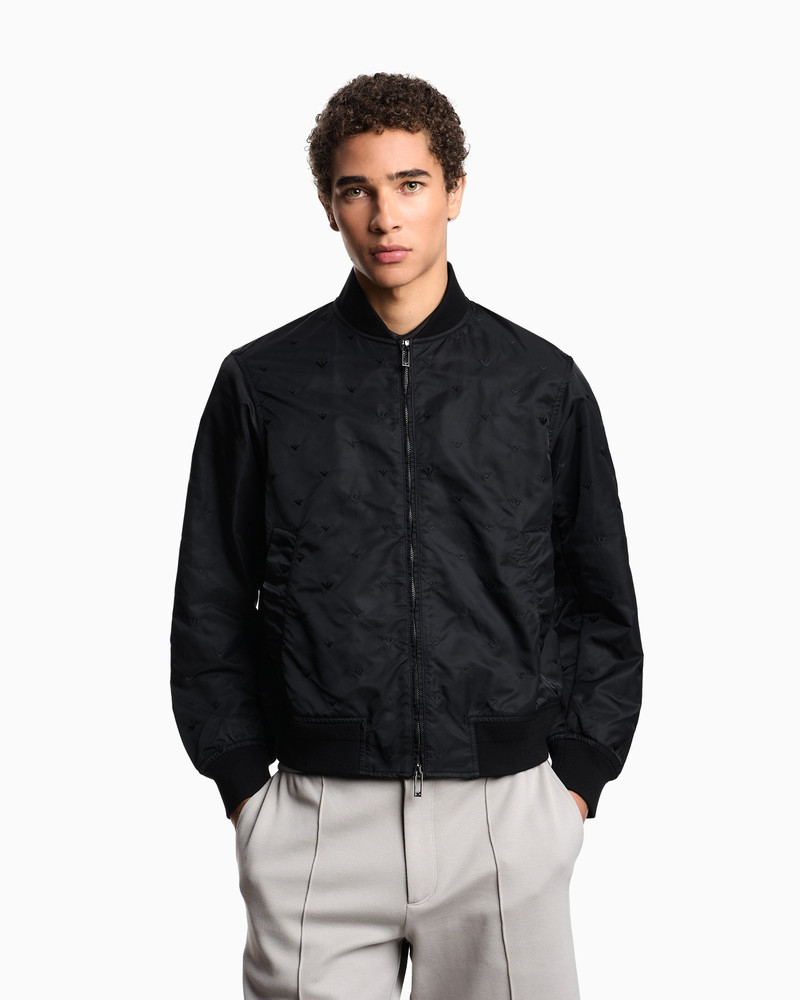 EMPORIO ARMANI NYLON BLOUSON WITH ALL-OVER MICRO EAGLE EMBROIDERY outlook