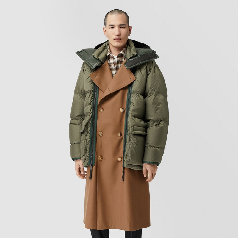 Sleeveless Wool Trench Coat with Detachable Puffer 8