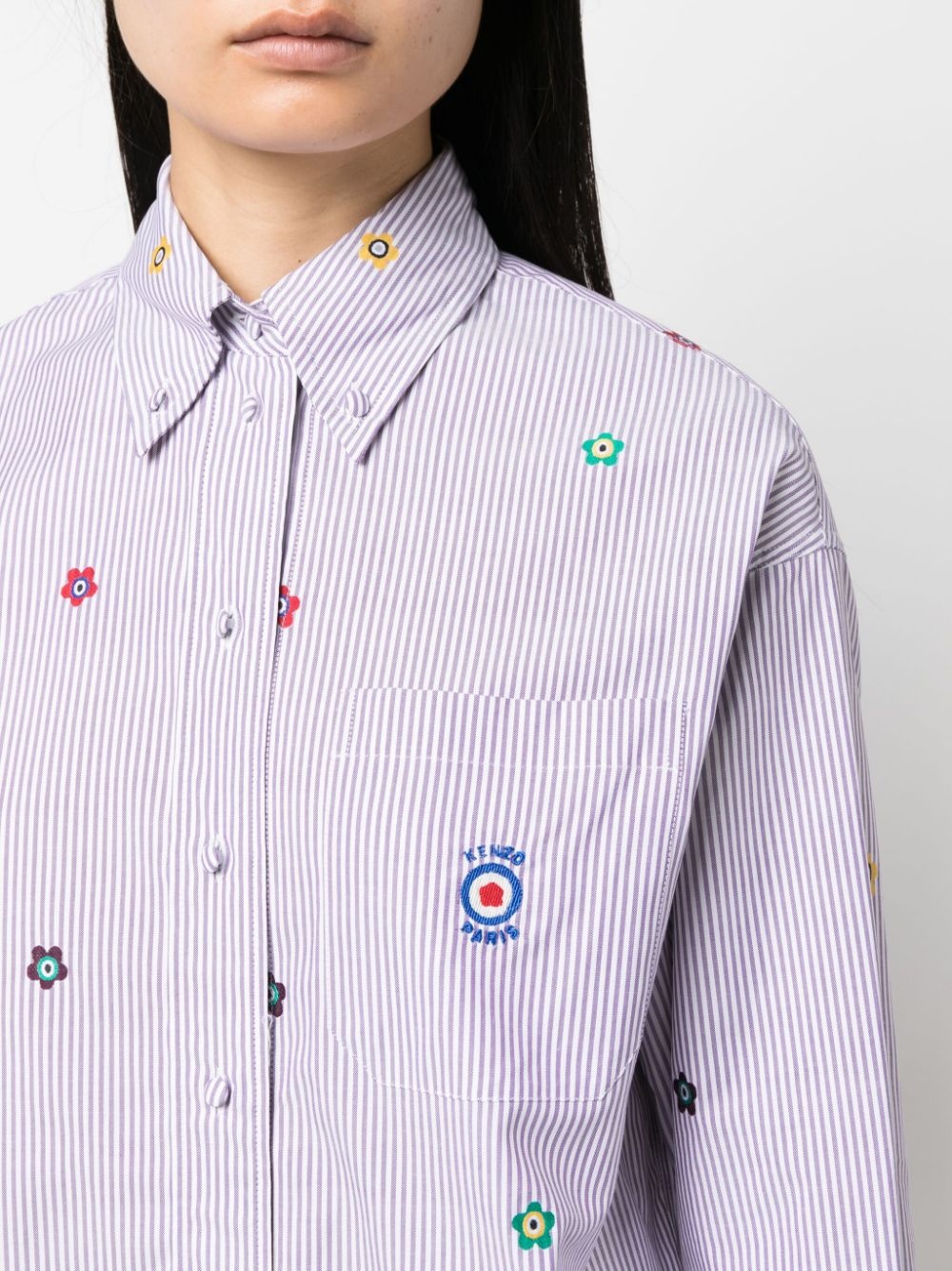 design-embroidered poplin shirtdress - 5