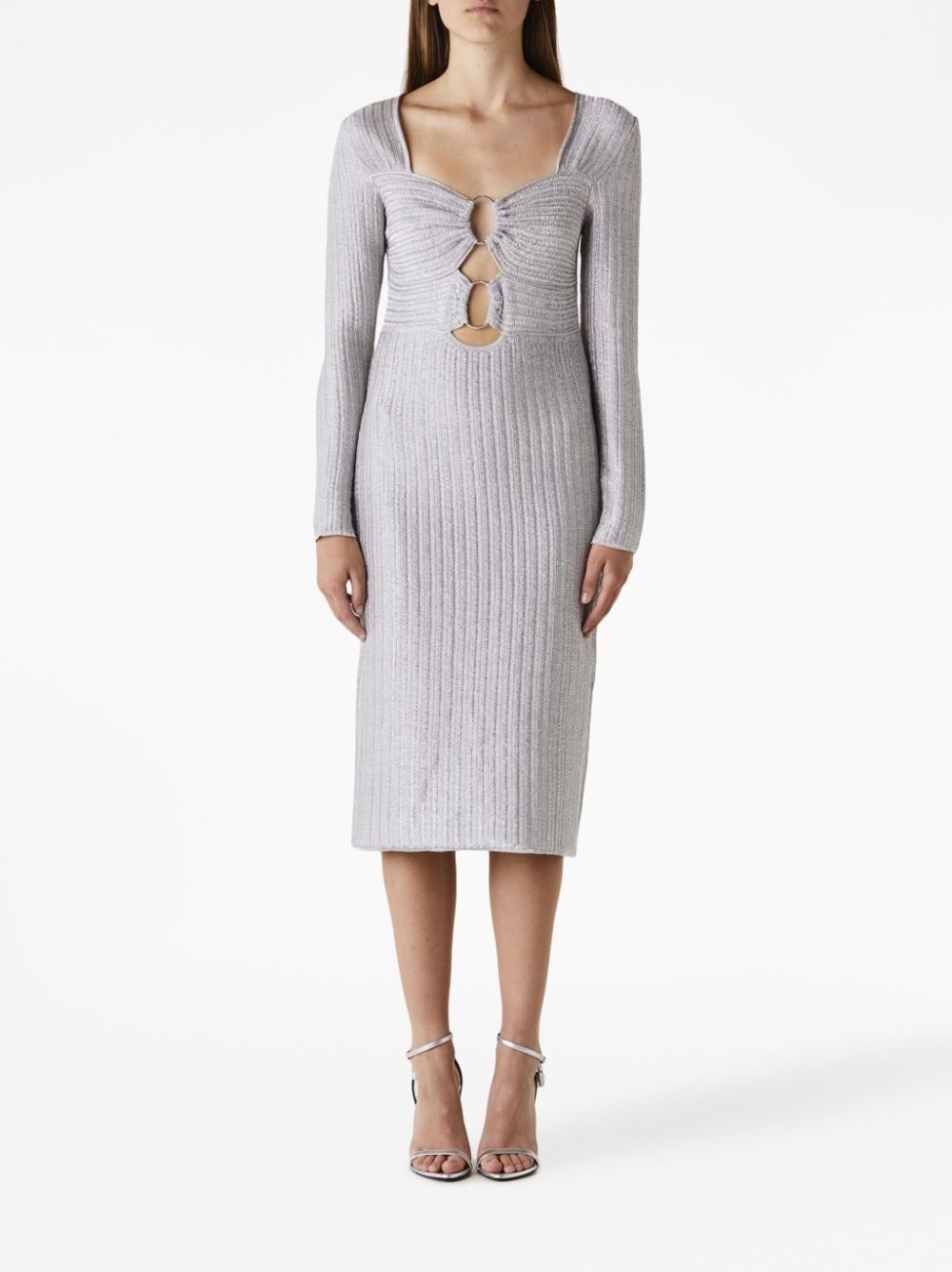 cut-out detailing ribbed-knit dress - 3