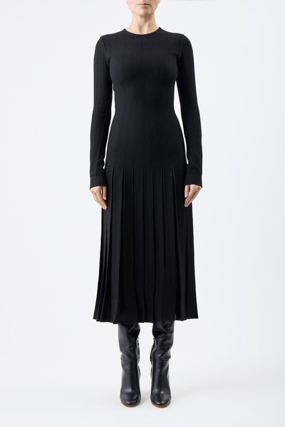 GABRIELA HEARST Walsh Pleated Dress in Black Wool outlook