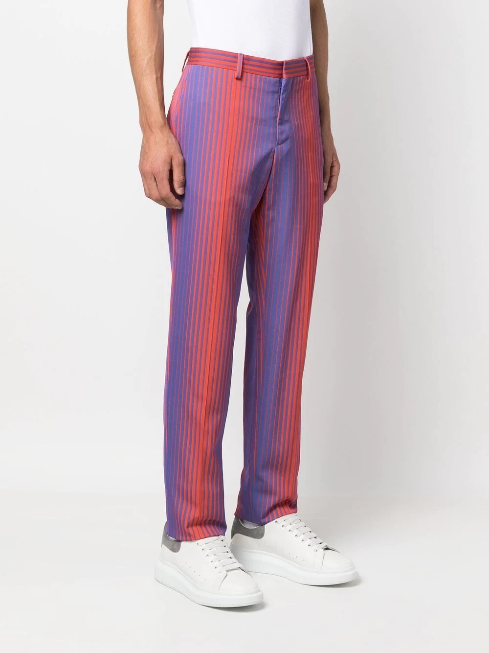 stripe-pattern straight-leg trousers - 3