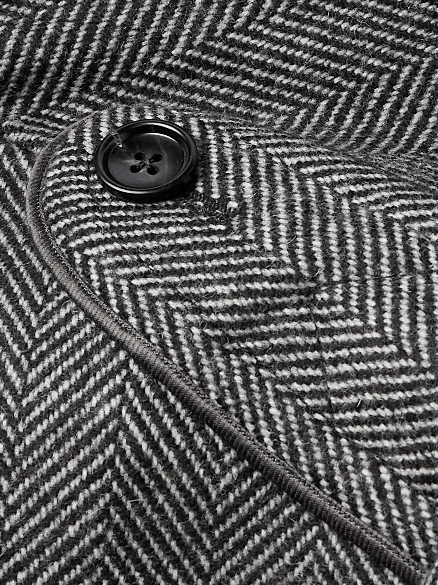 Double-Breasted Herringbone Virgin Wool Coat - 3