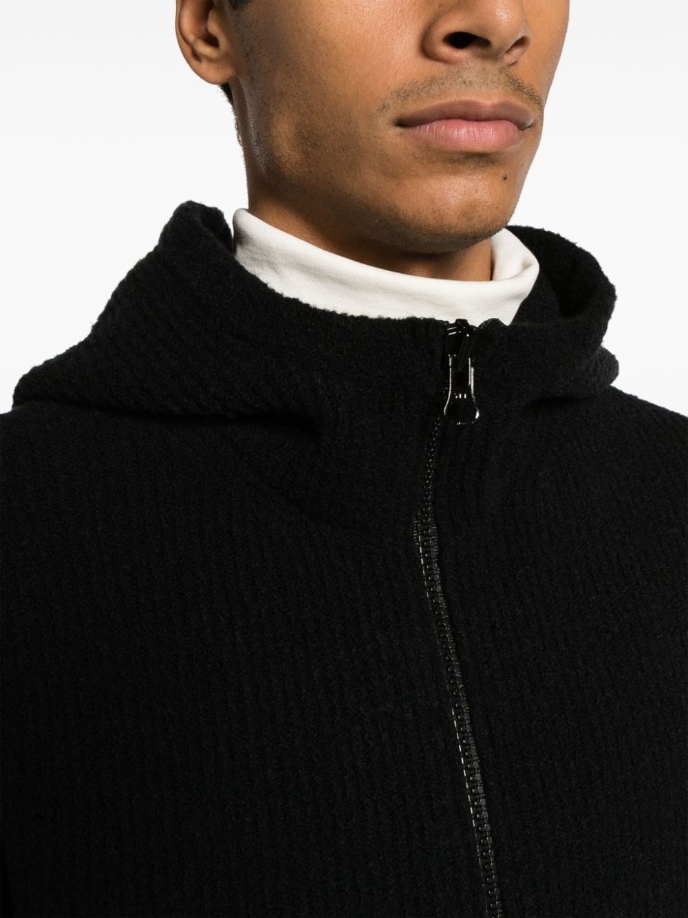 hooded ribbed-knit jumper - 10