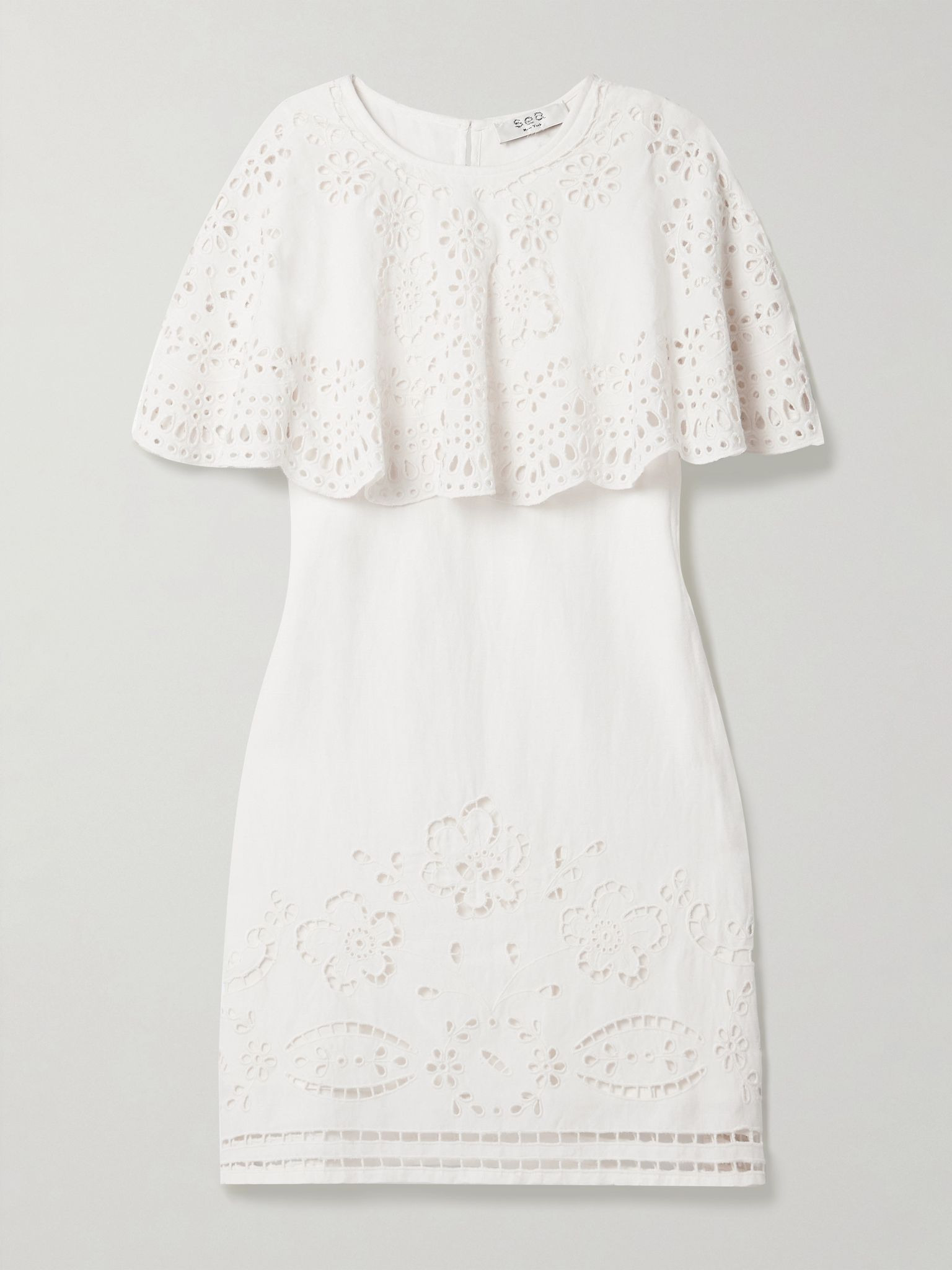 Lula layered broderie anglaise mini dress White - 1