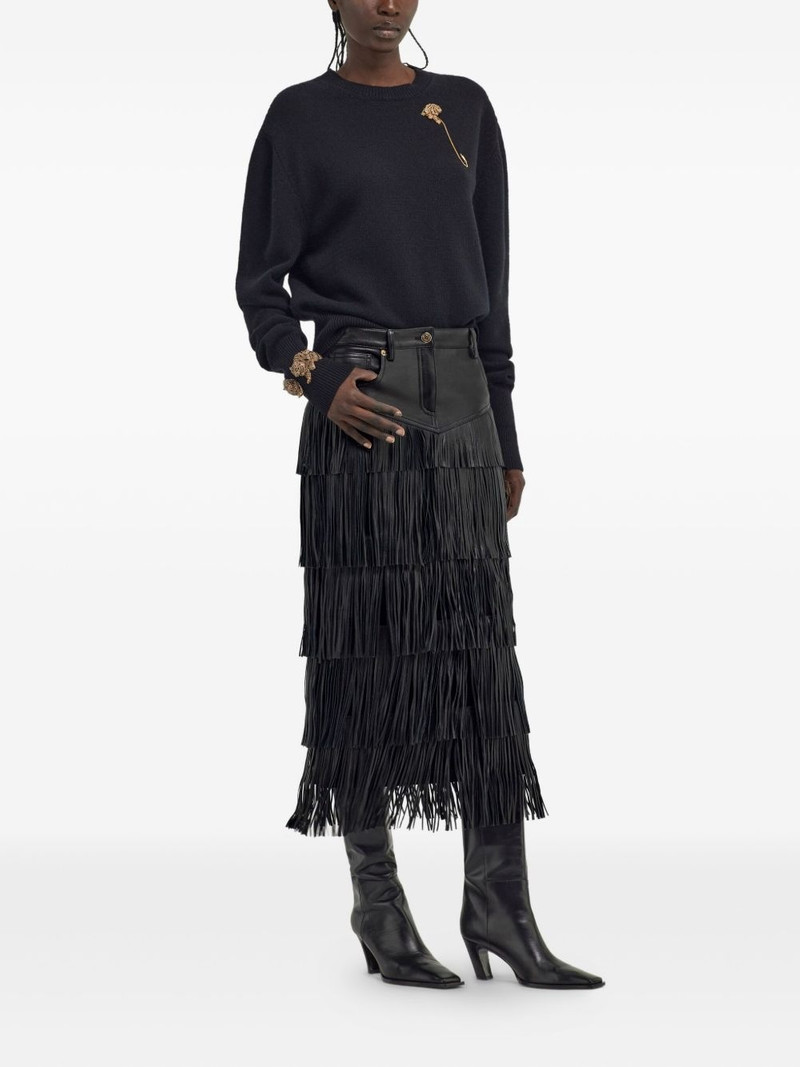Roberto Cavalli fringed midi skirt outlook