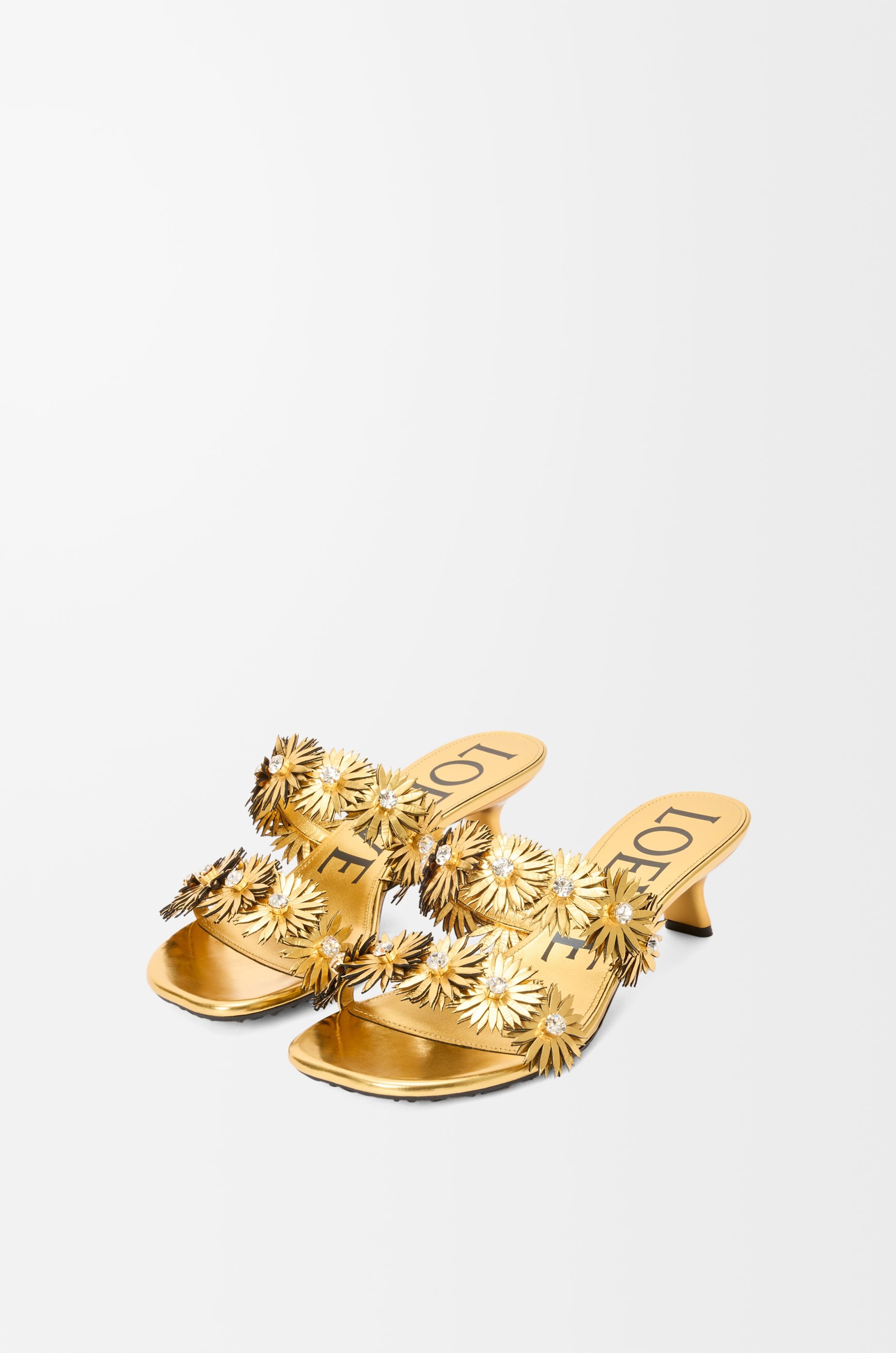 Petal Flower sandal in calfskin and crystals - 3