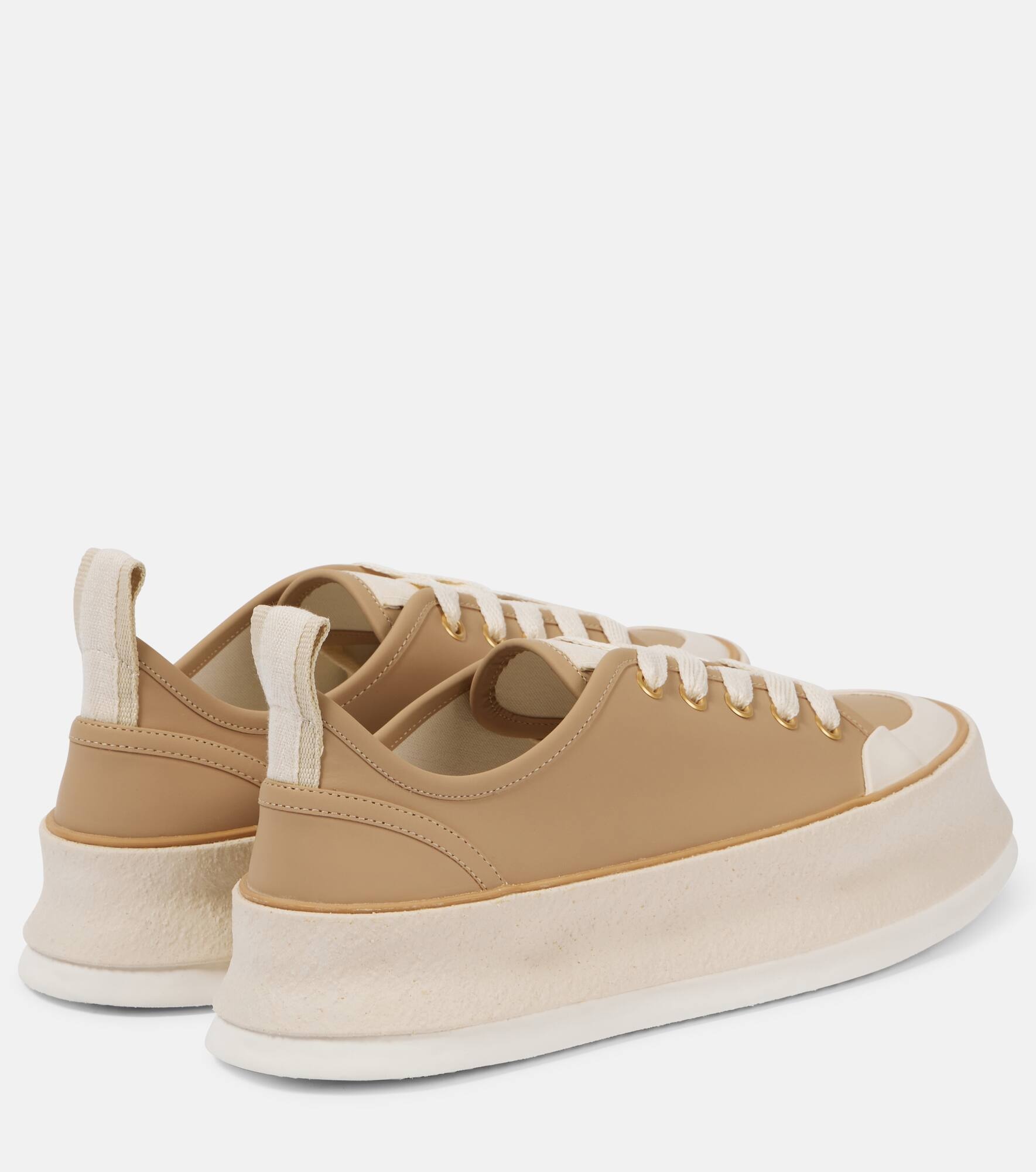 Leather platform sneakers - 3