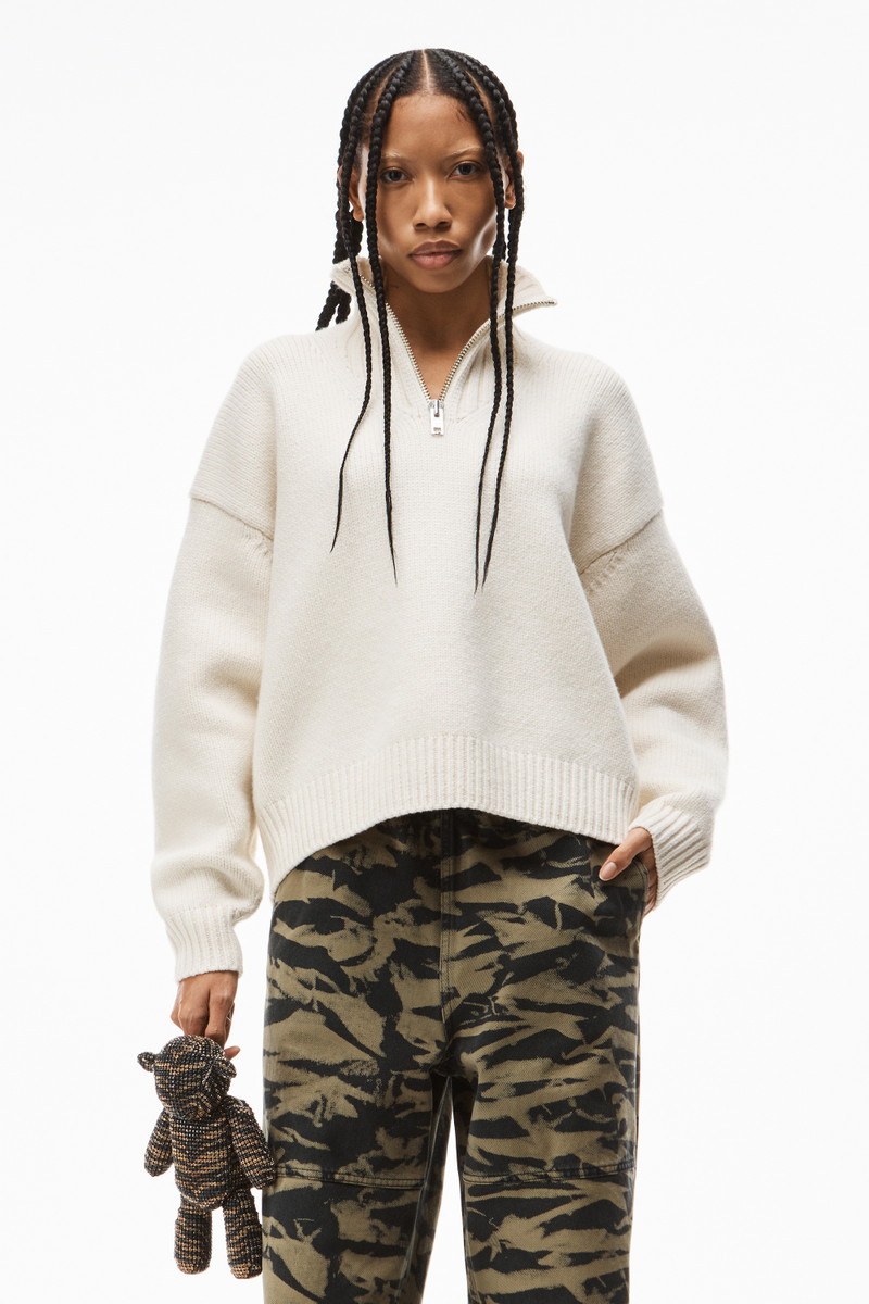 HALF ZIP PULLOVER IN BOILED WOOL 2