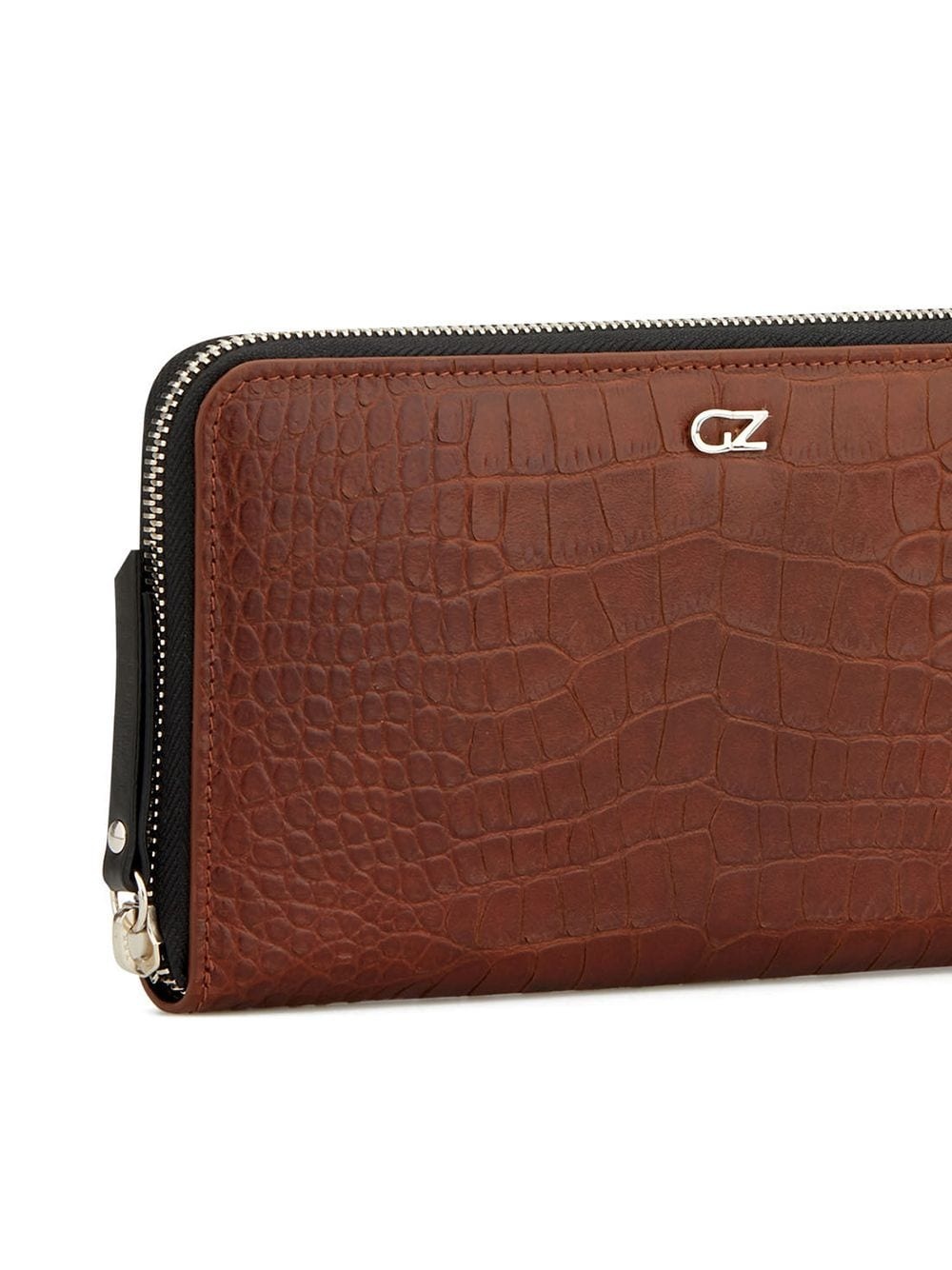 embossed croc-effect zipped wallet - 3