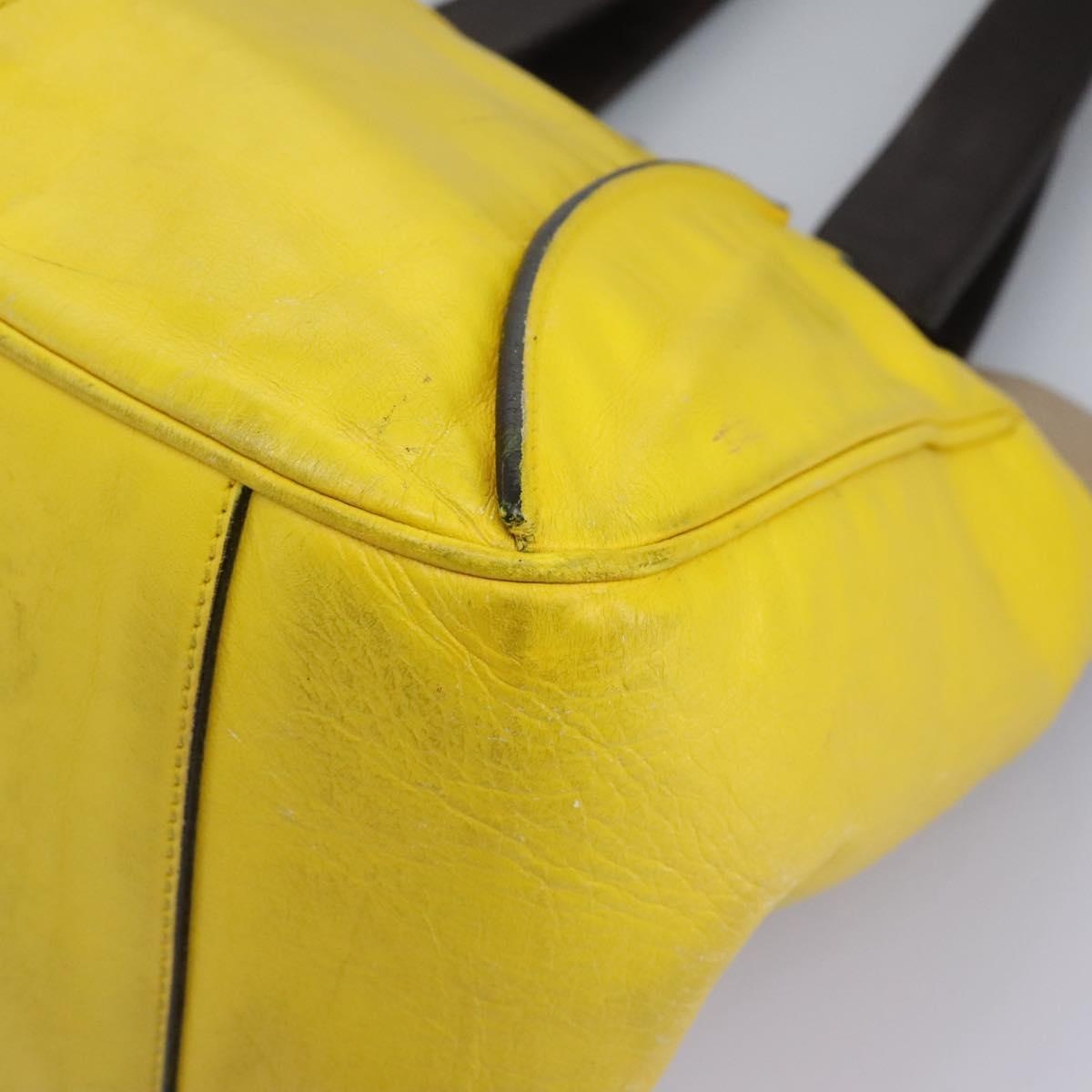 CELINE Hand Bag Leather Yellow Brown Silver - 15