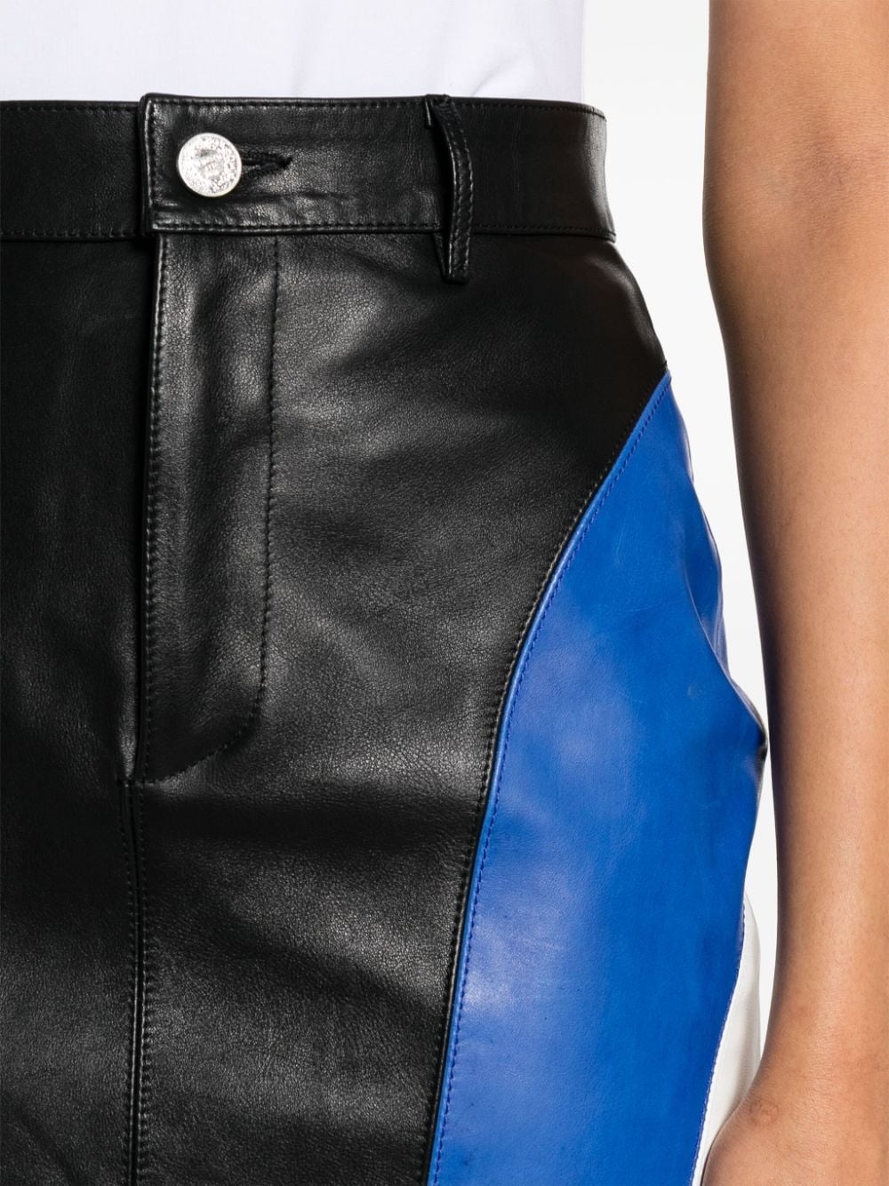 colour-block leather miniskirt - 5