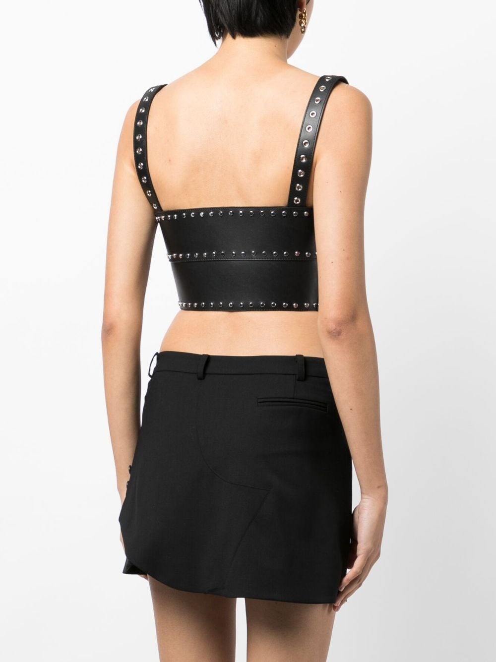 stud-detail leather bustier top - 4