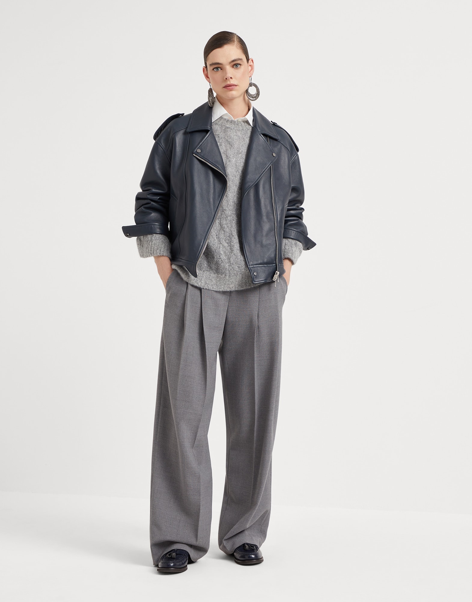 Wool and mohair cable knit sweater with monili - 5