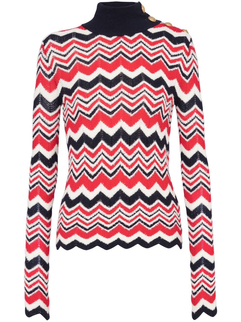 chevron-knit roll-neck jumper - 1