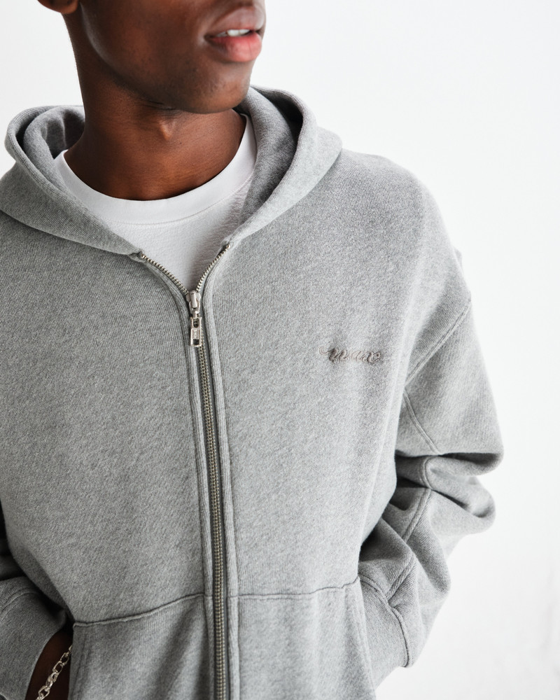 Harris - Grey Embroidered Logo Loopback Cotton Hoodie 3