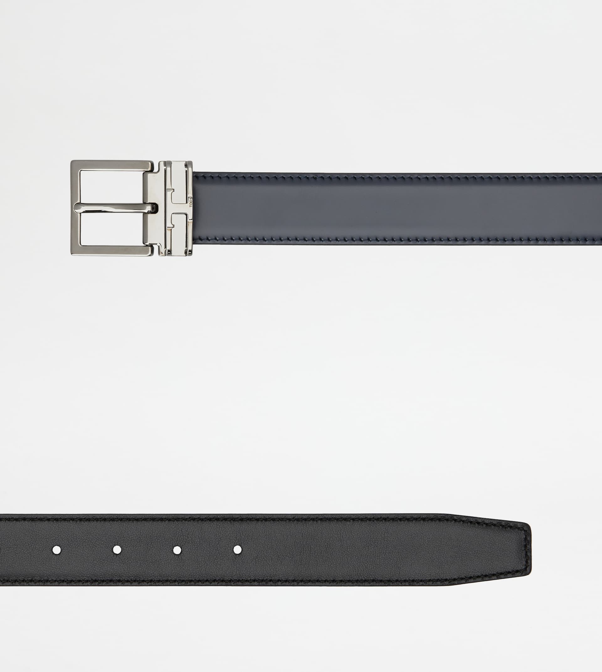 REVERSIBLE BELT IN LEATHER - BLUE, BLACK - 3