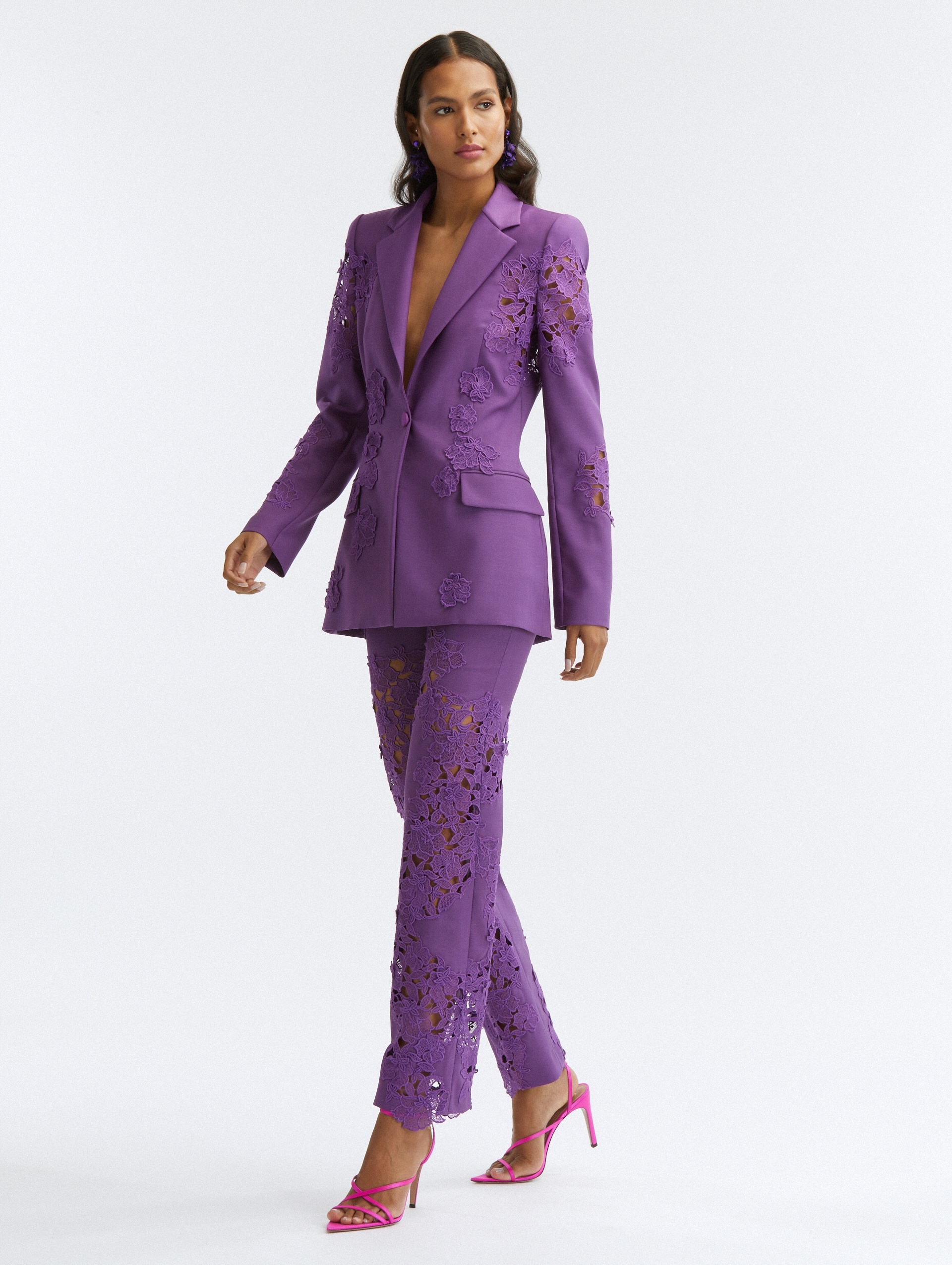 FLORAL GUIPURE INSET BLAZER - 3
