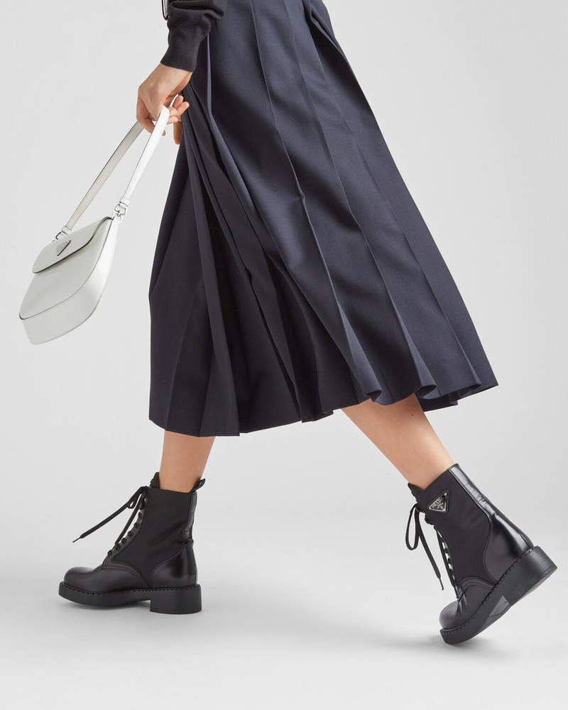 Prada Brushed-leather and Re-Nylon boots outlook