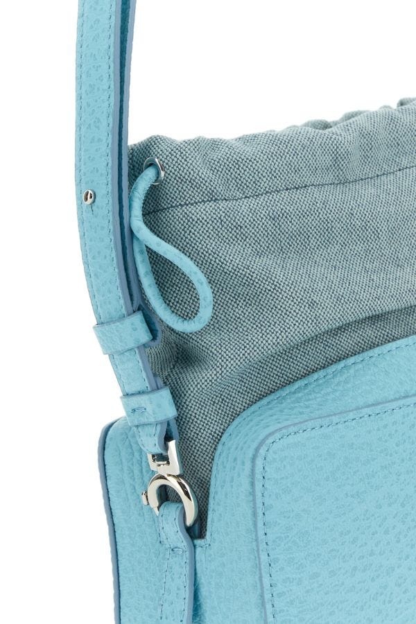 Light blue leather and fabric 5AC bucket bag - 4